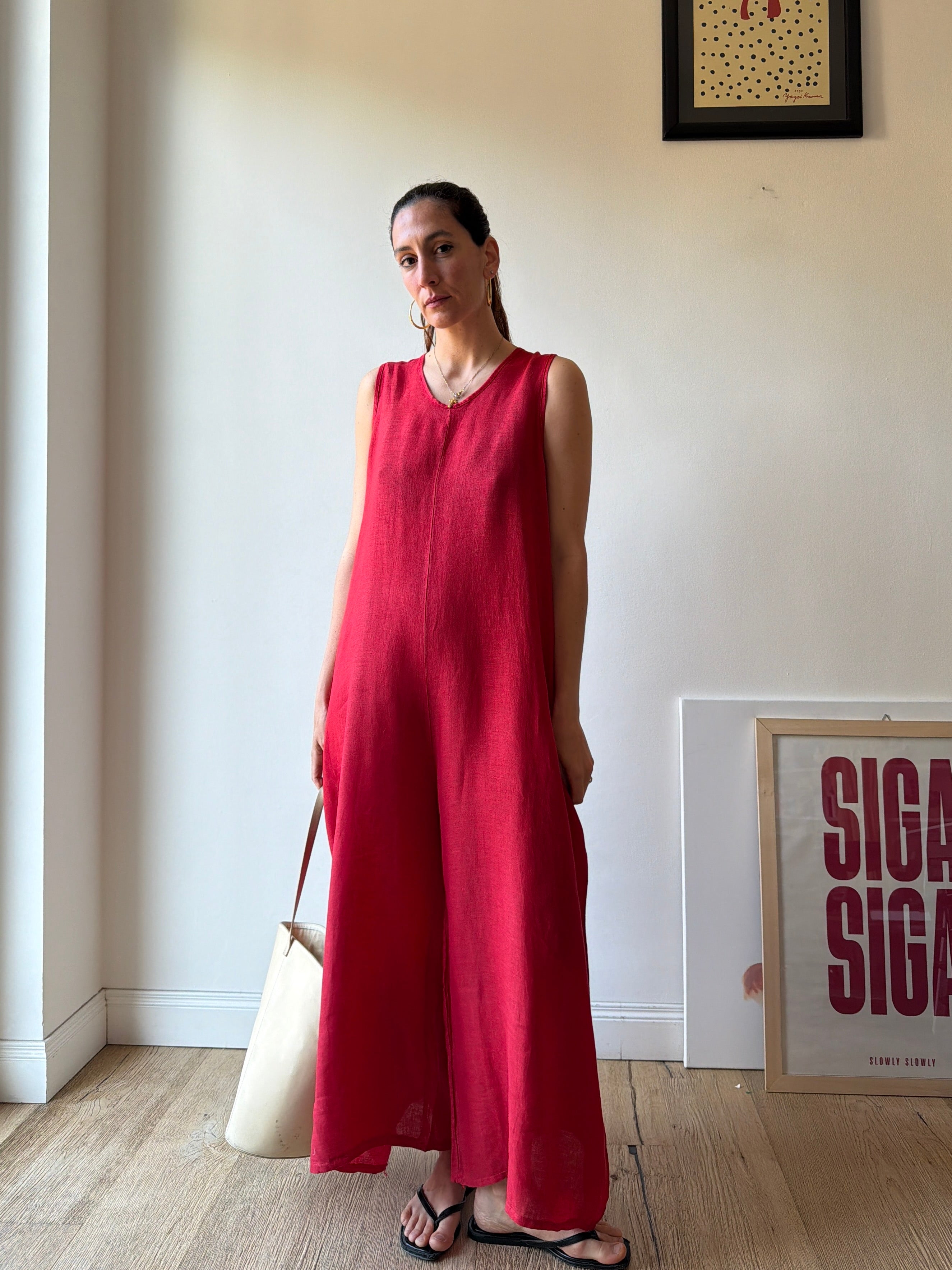 TUTA IN LINO ROSSO