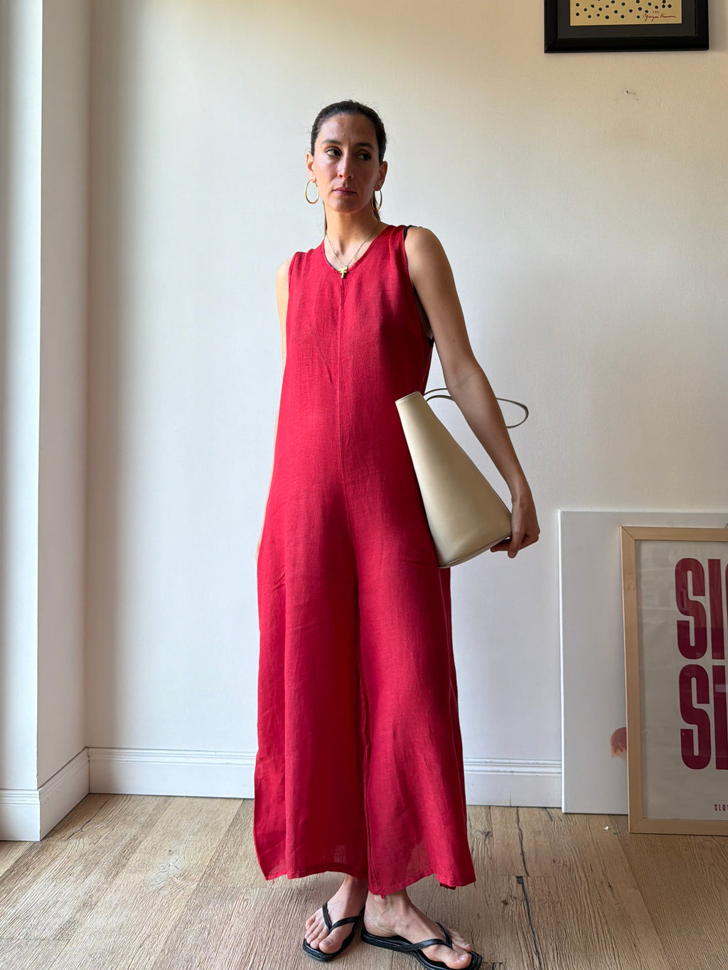 TUTA IN LINO ROSSO