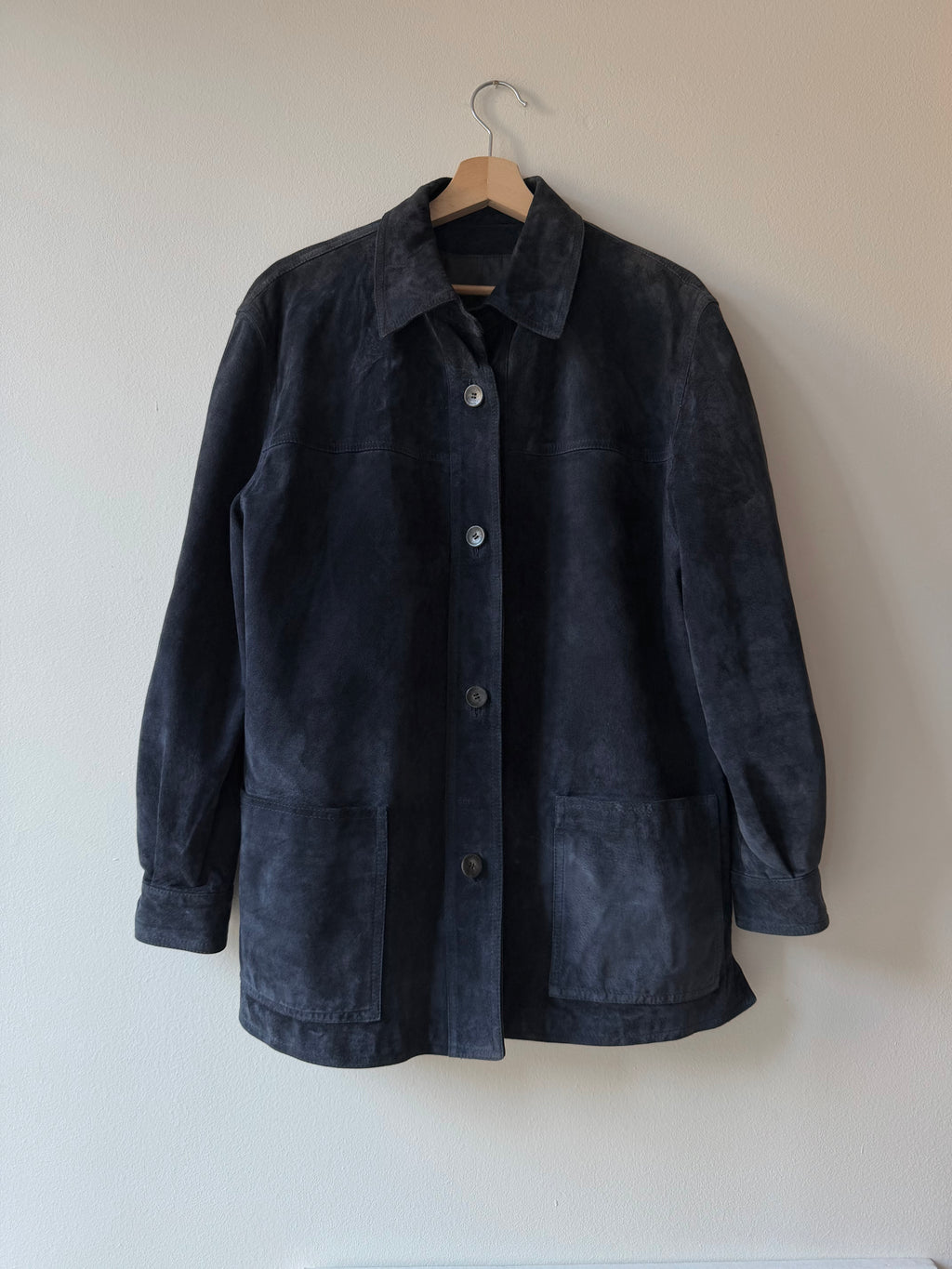 GIACCA CAMICIA IN CAMOSCIO BLU