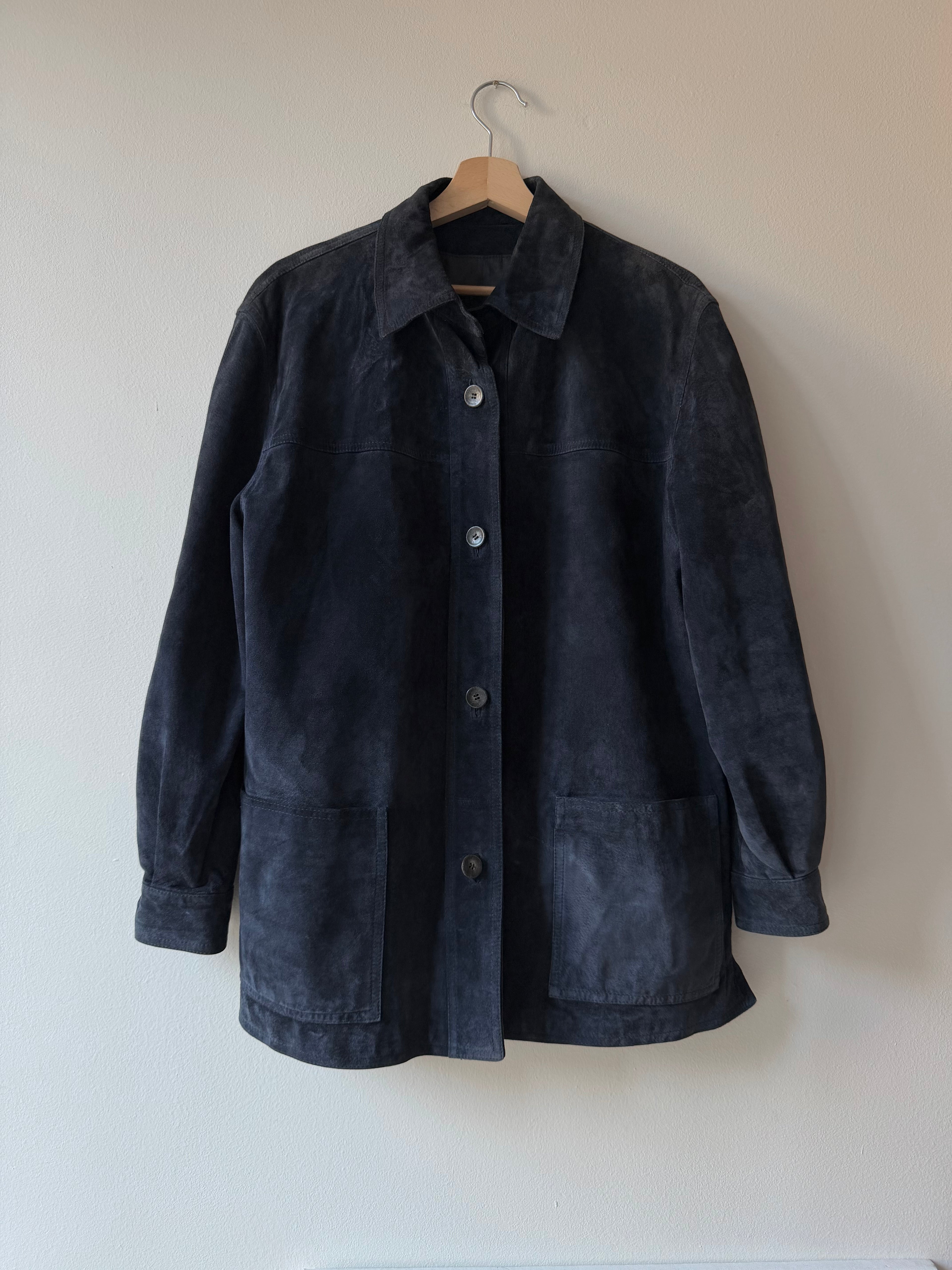 GIACCA CAMICIA IN CAMOSCIO BLU