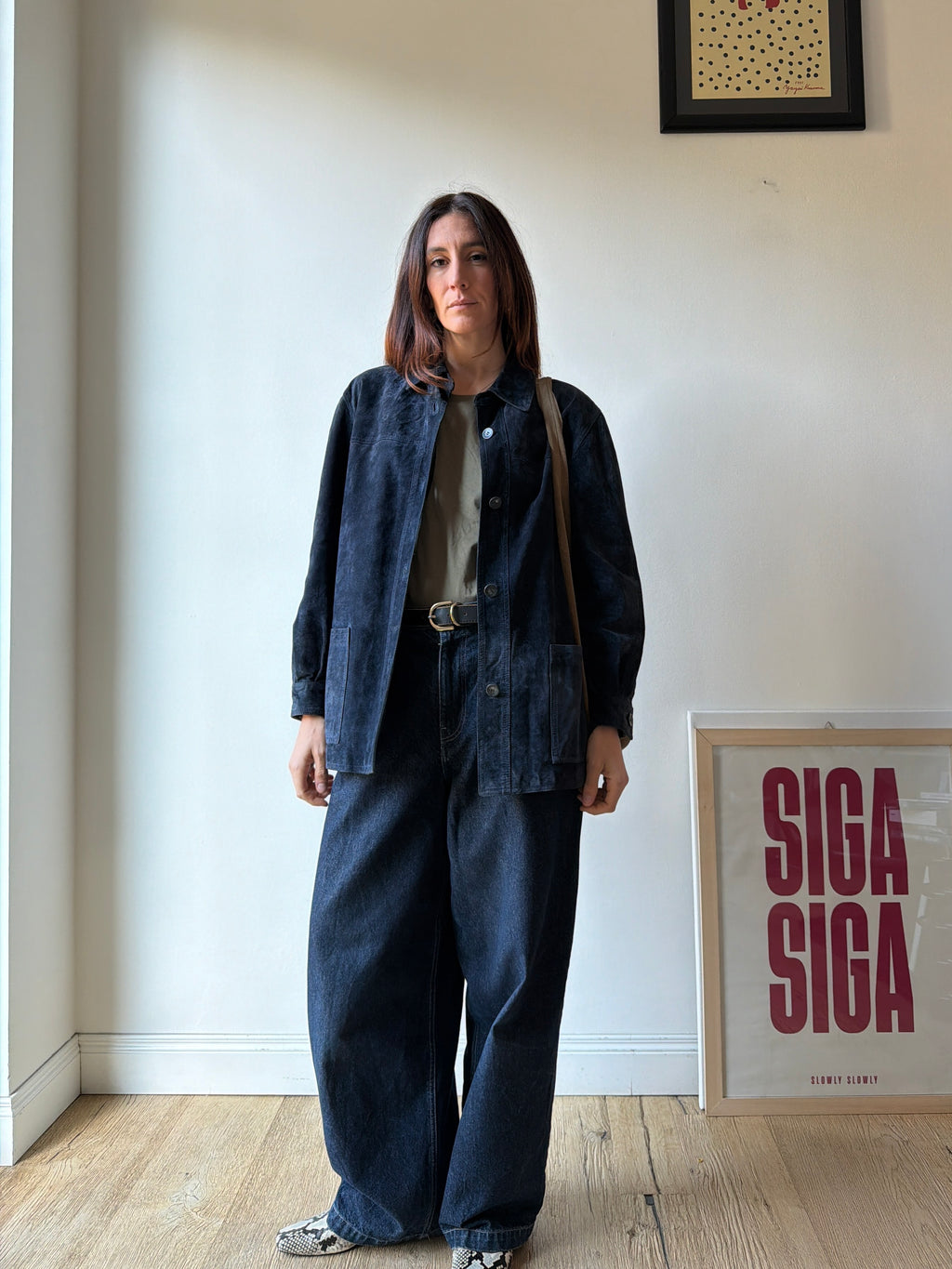GIACCA CAMICIA IN CAMOSCIO BLU