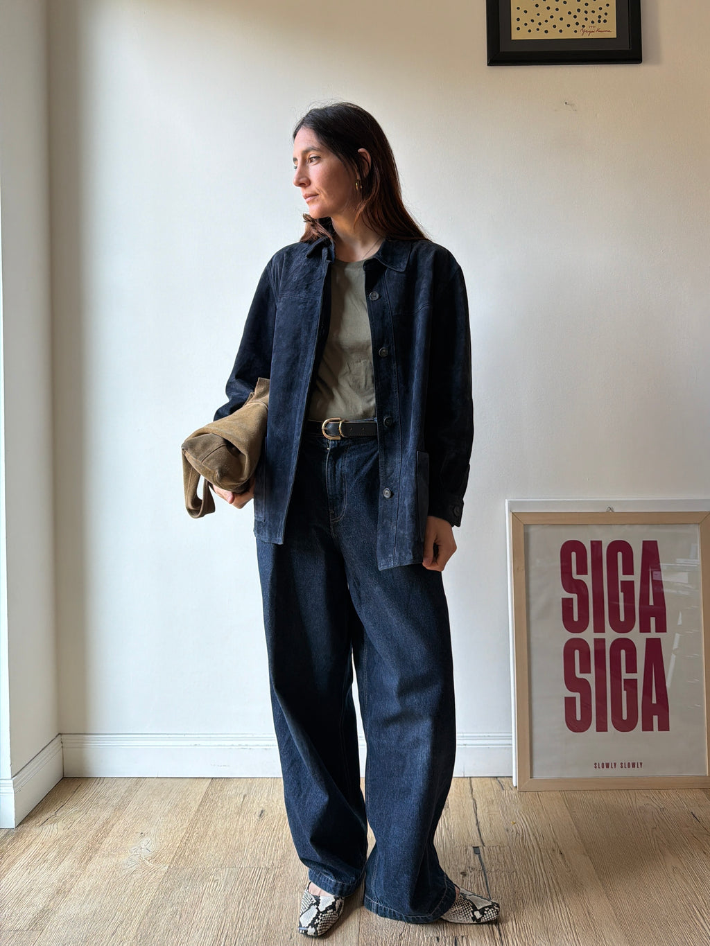 GIACCA CAMICIA IN CAMOSCIO BLU