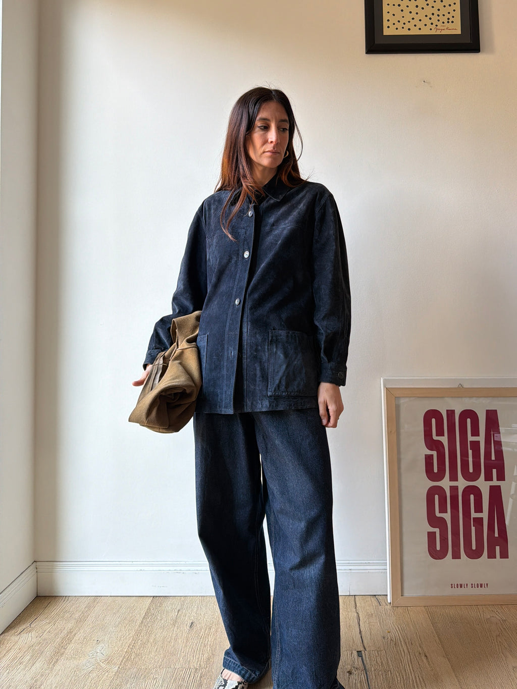 GIACCA CAMICIA IN CAMOSCIO BLU
