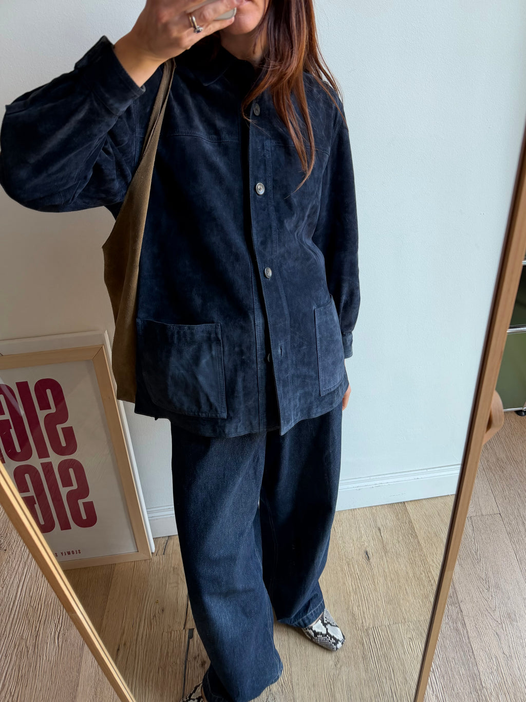 GIACCA CAMICIA IN CAMOSCIO BLU