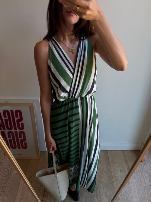 ABITO LUNGO A RIGHE VERDE