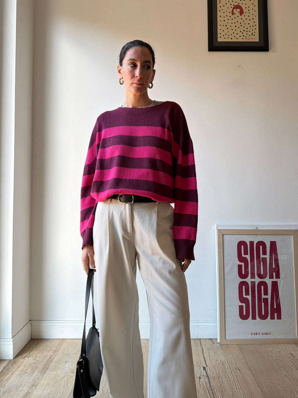 MAGLIONCINO A RIGHE ROSA