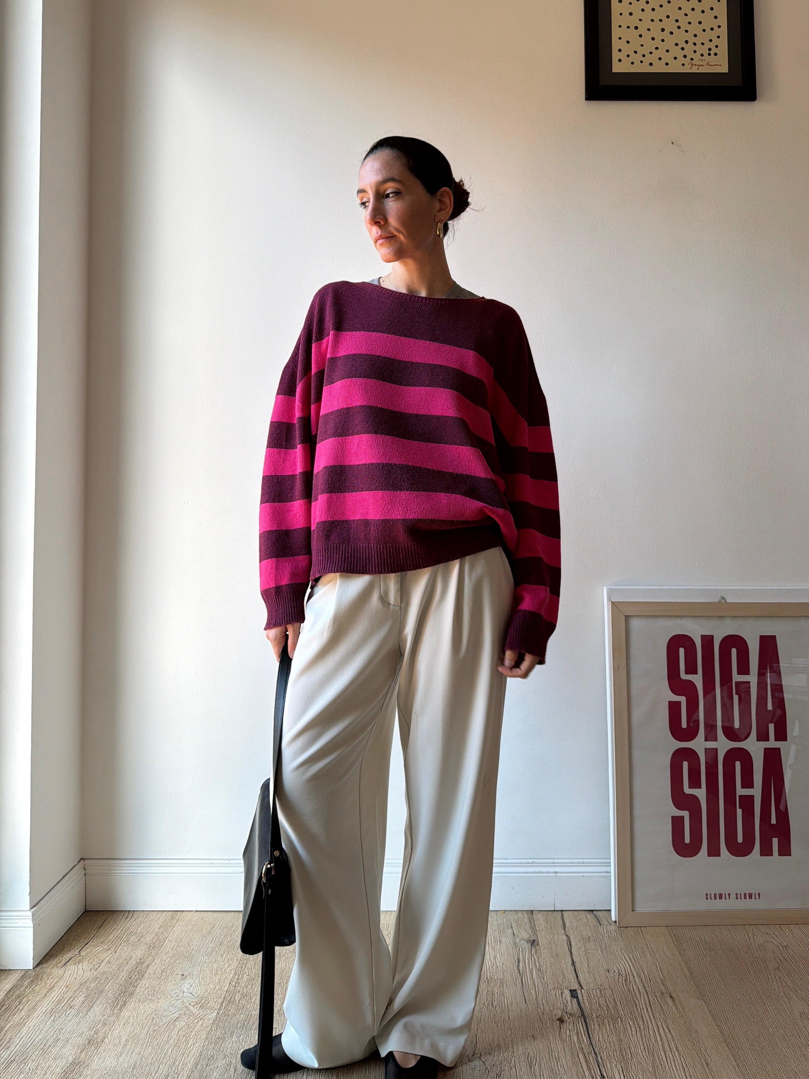 MAGLIONCINO A RIGHE ROSA