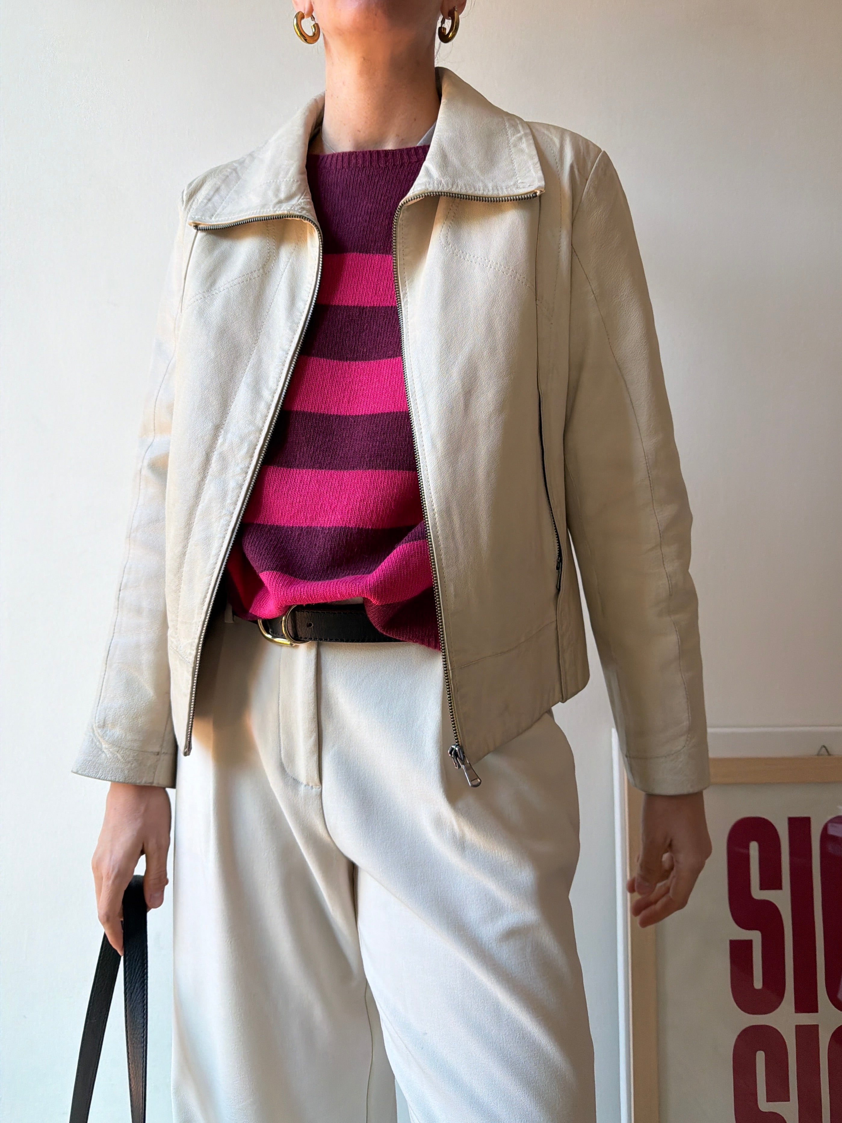 GIACCA IN PELLE LATTE