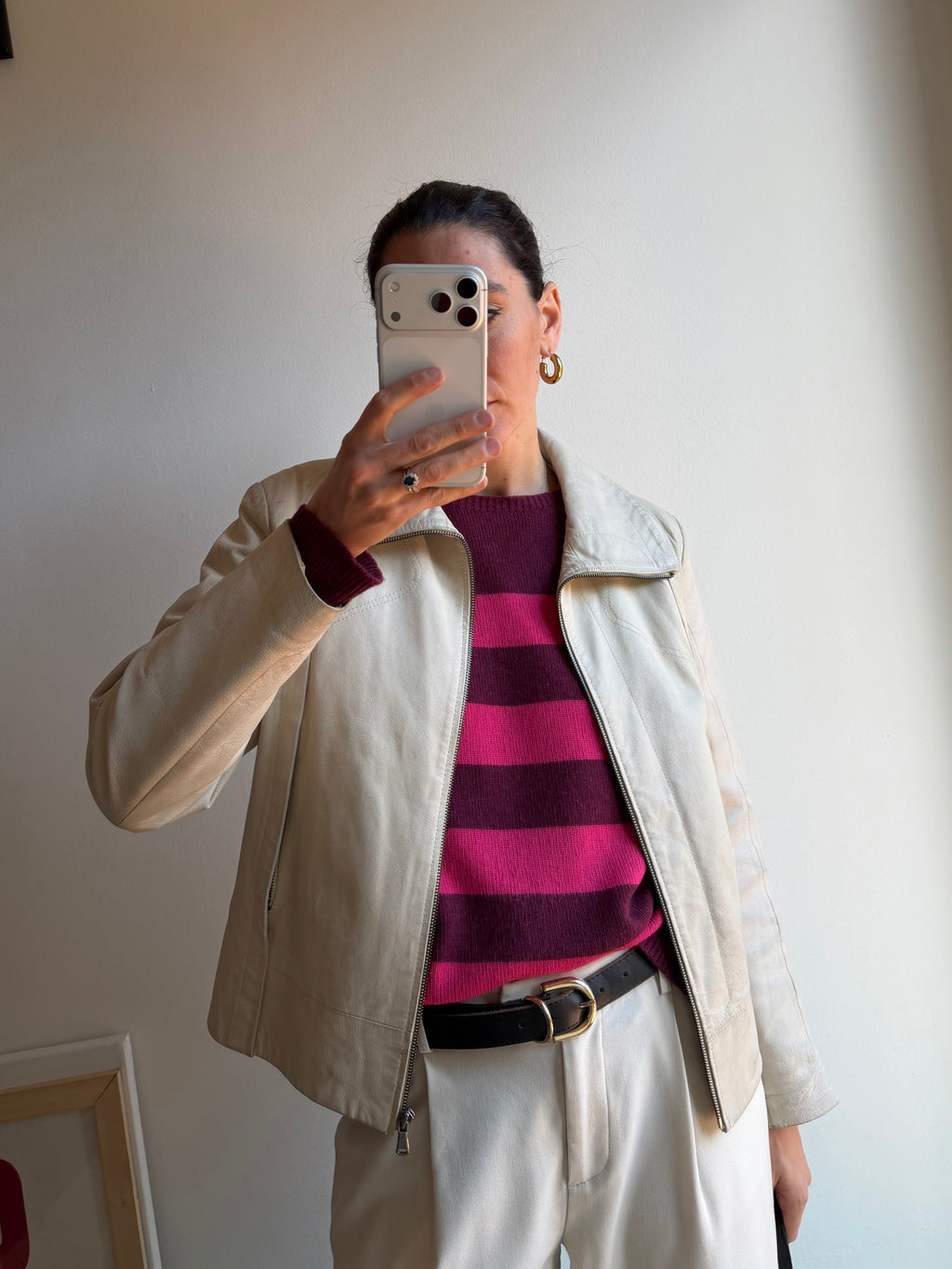 GIACCA IN PELLE LATTE