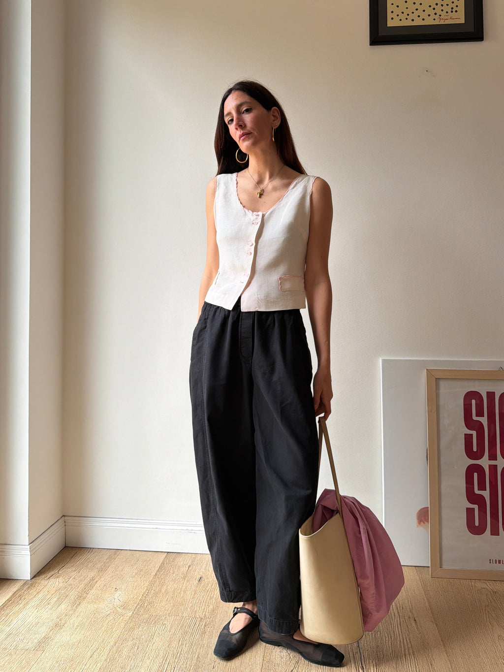 TOP IN LINO ROSA