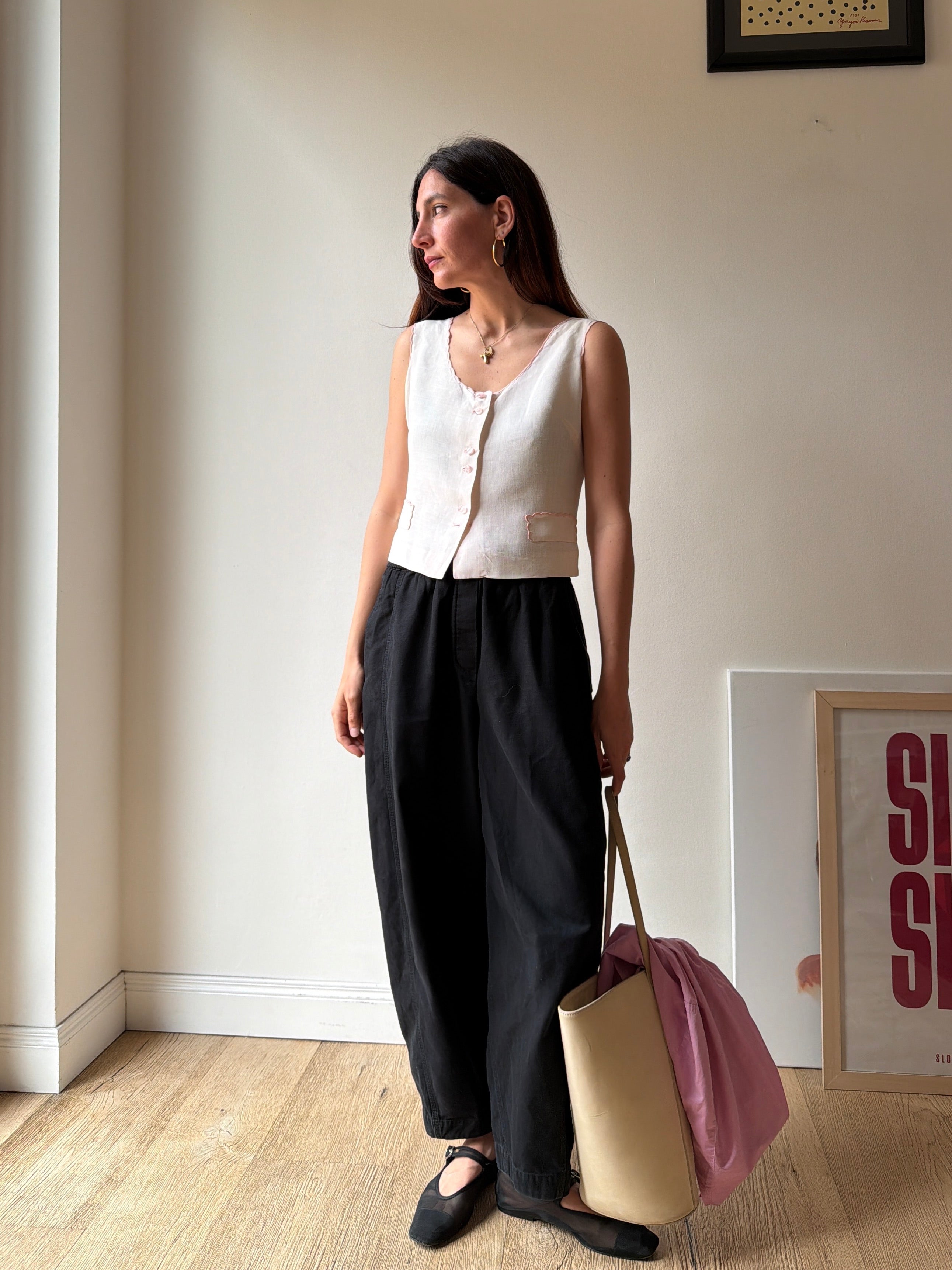 TOP IN LINO ROSA