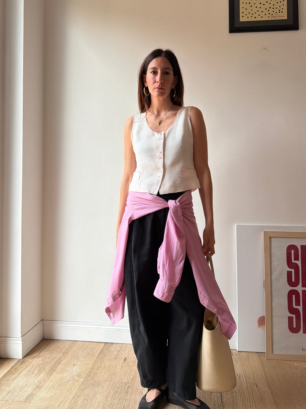 TOP IN LINO ROSA