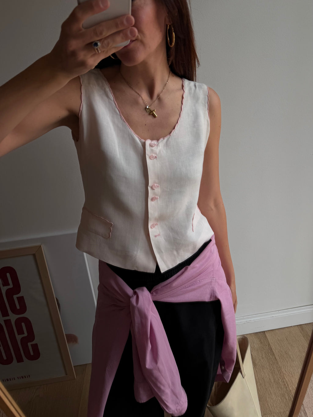 TOP IN LINO ROSA