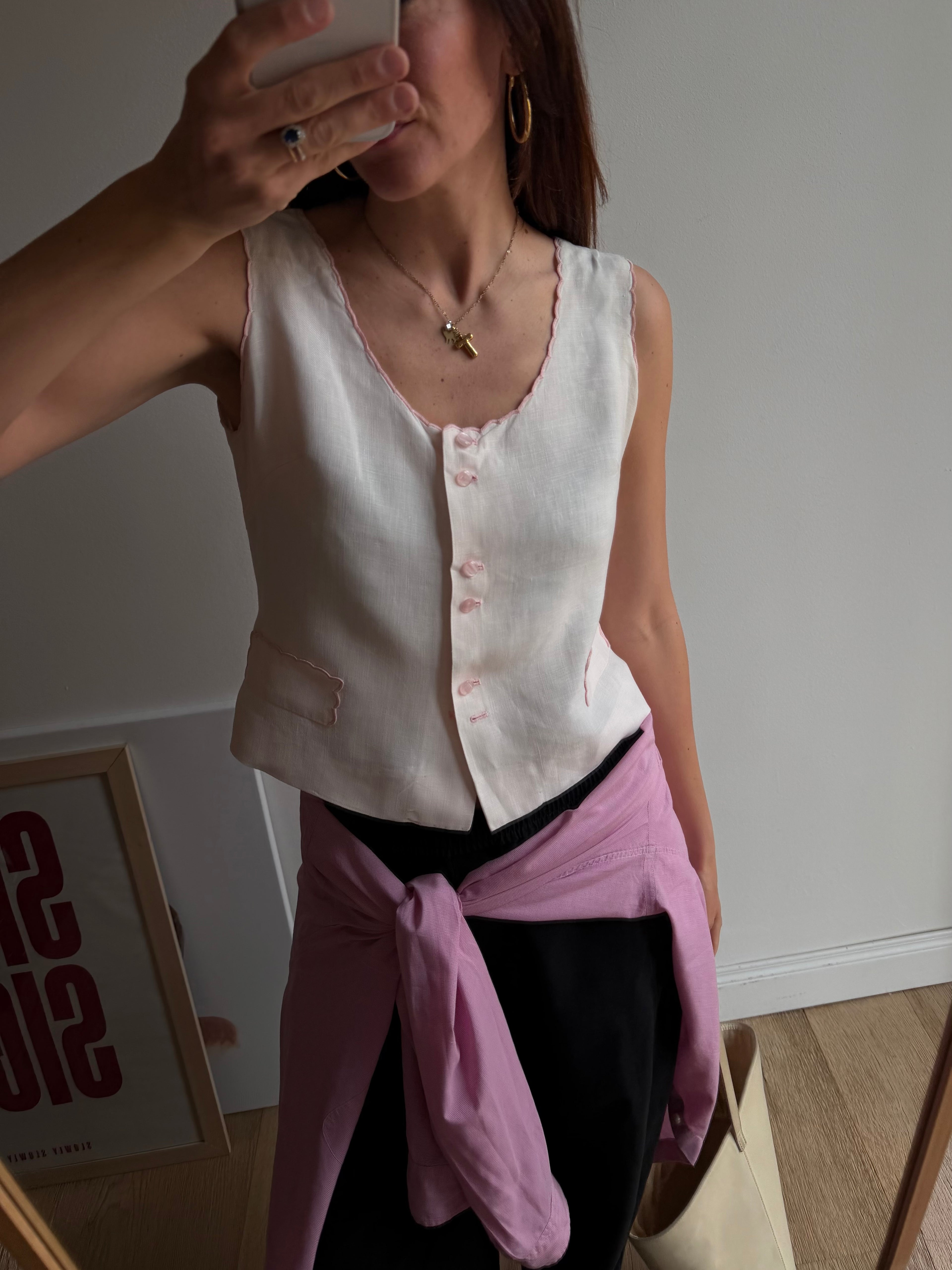TOP IN LINO ROSA