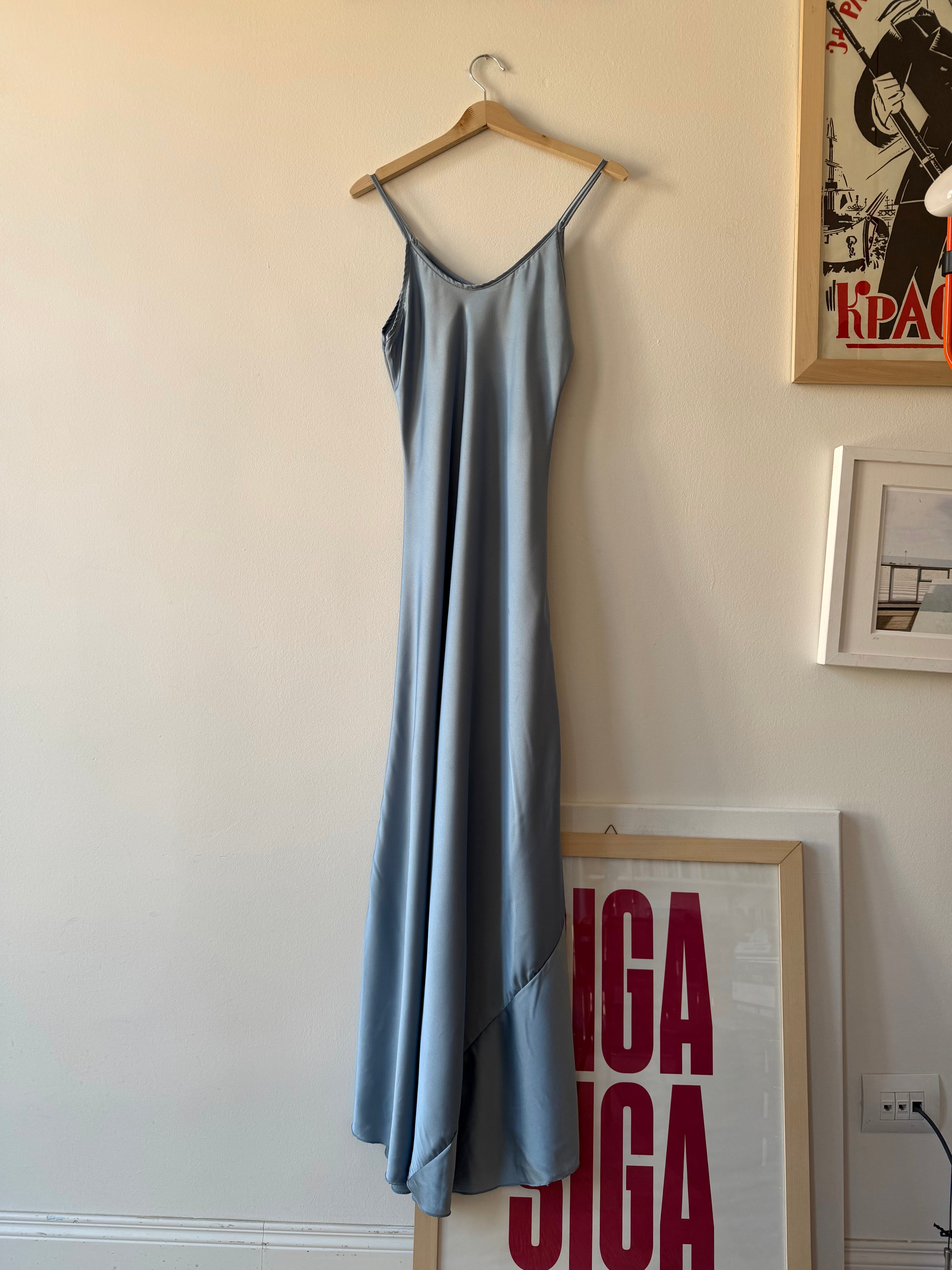 SLIP DRESS AZZURRO POLVERE