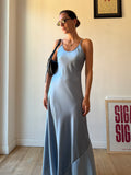 SLIP DRESS AZZURRO POLVERE