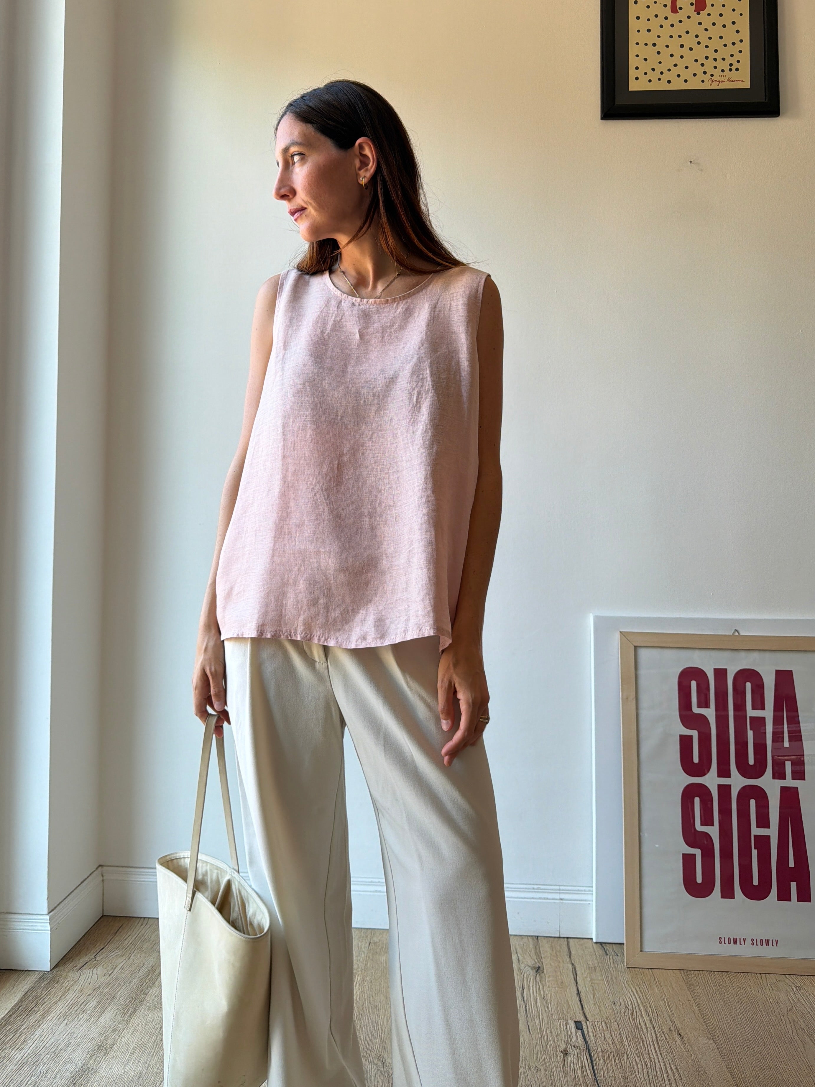 TOP IN LINO ROSA
