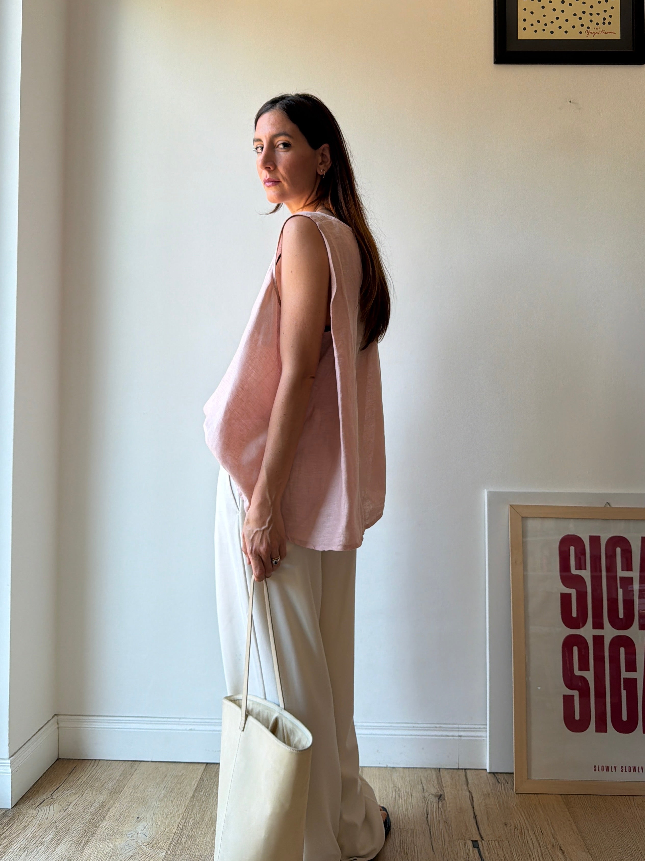 TOP IN LINO ROSA