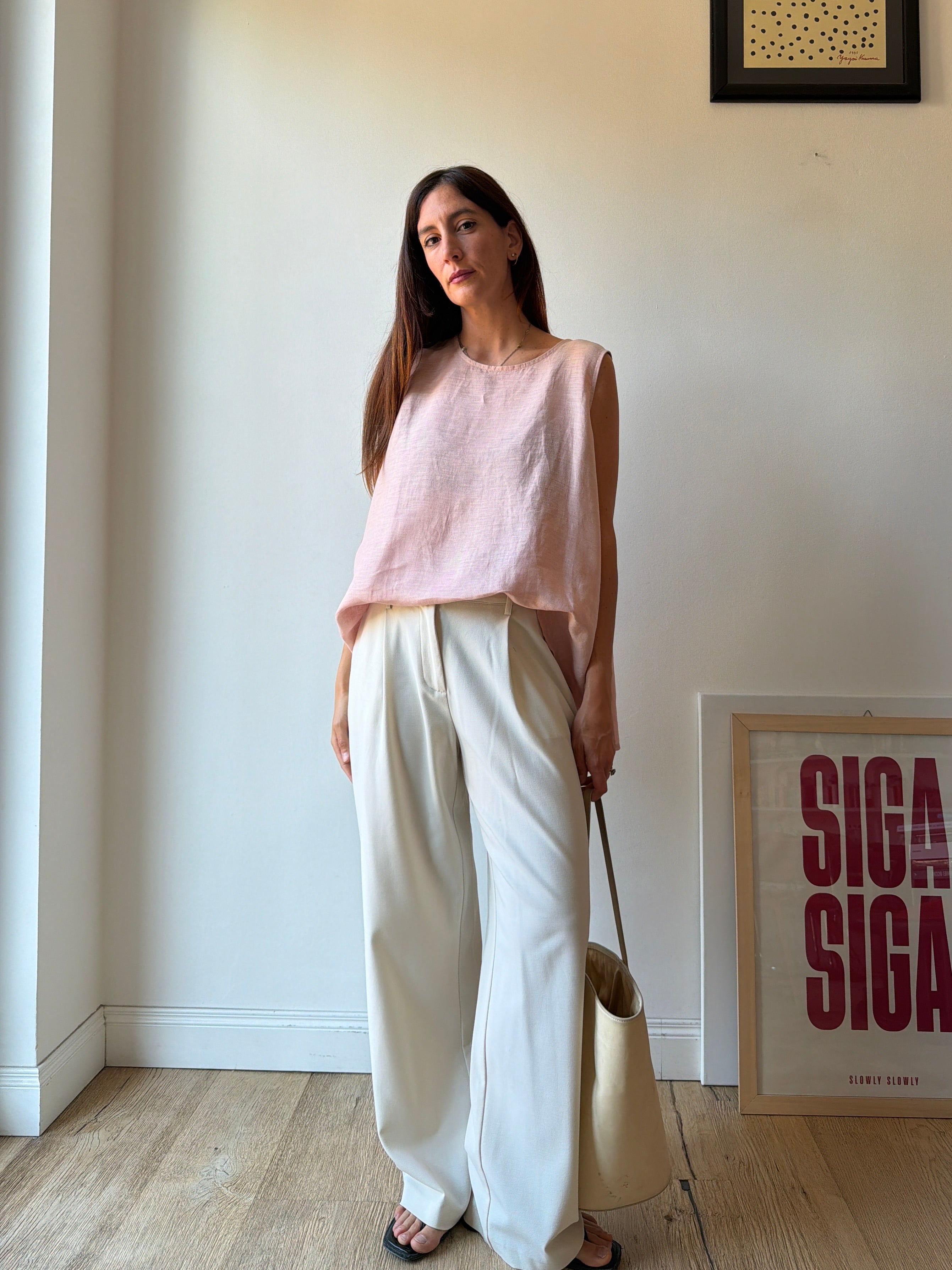 TOP IN LINO ROSA