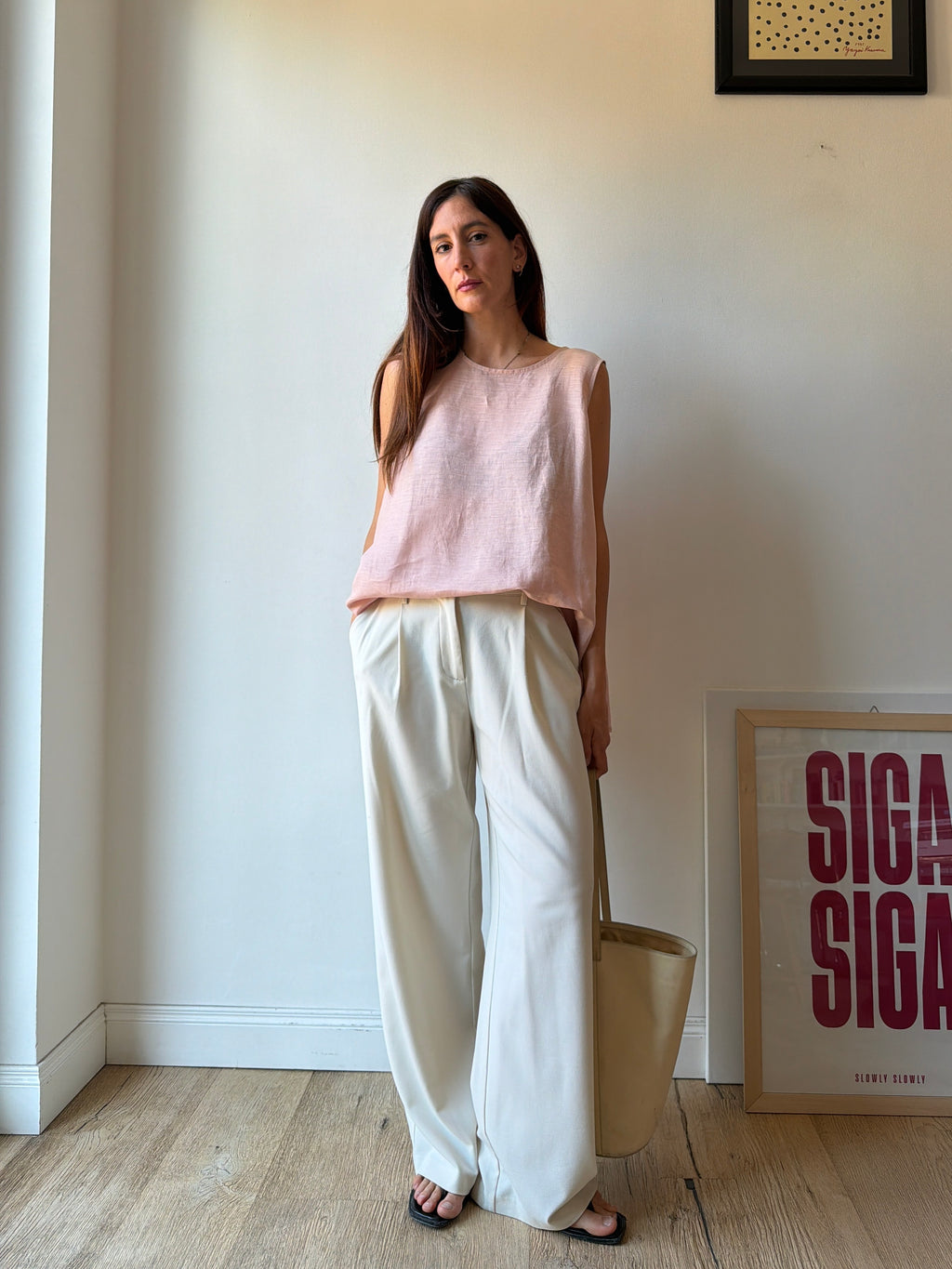 TOP IN LINO ROSA