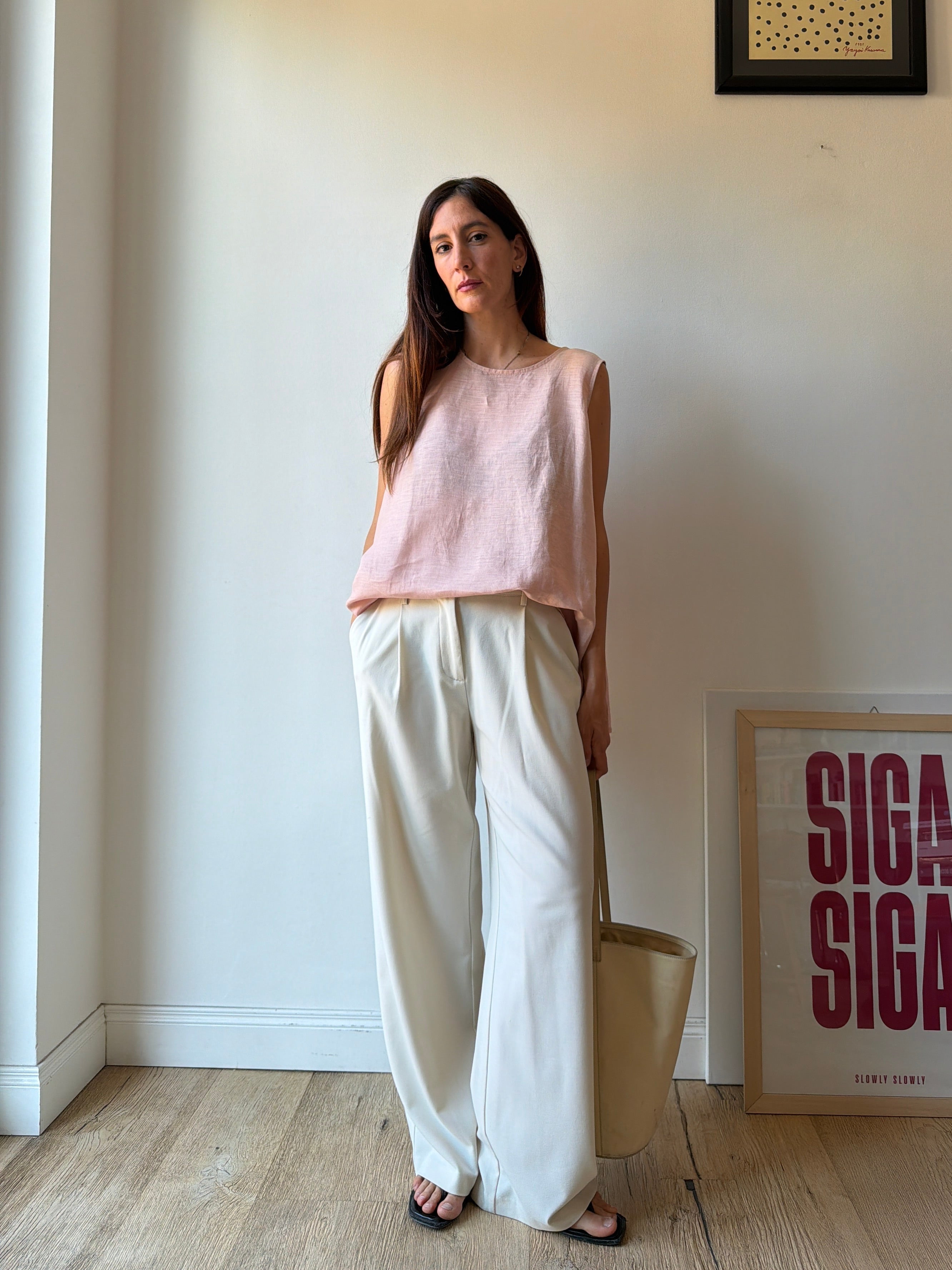 TOP IN LINO ROSA