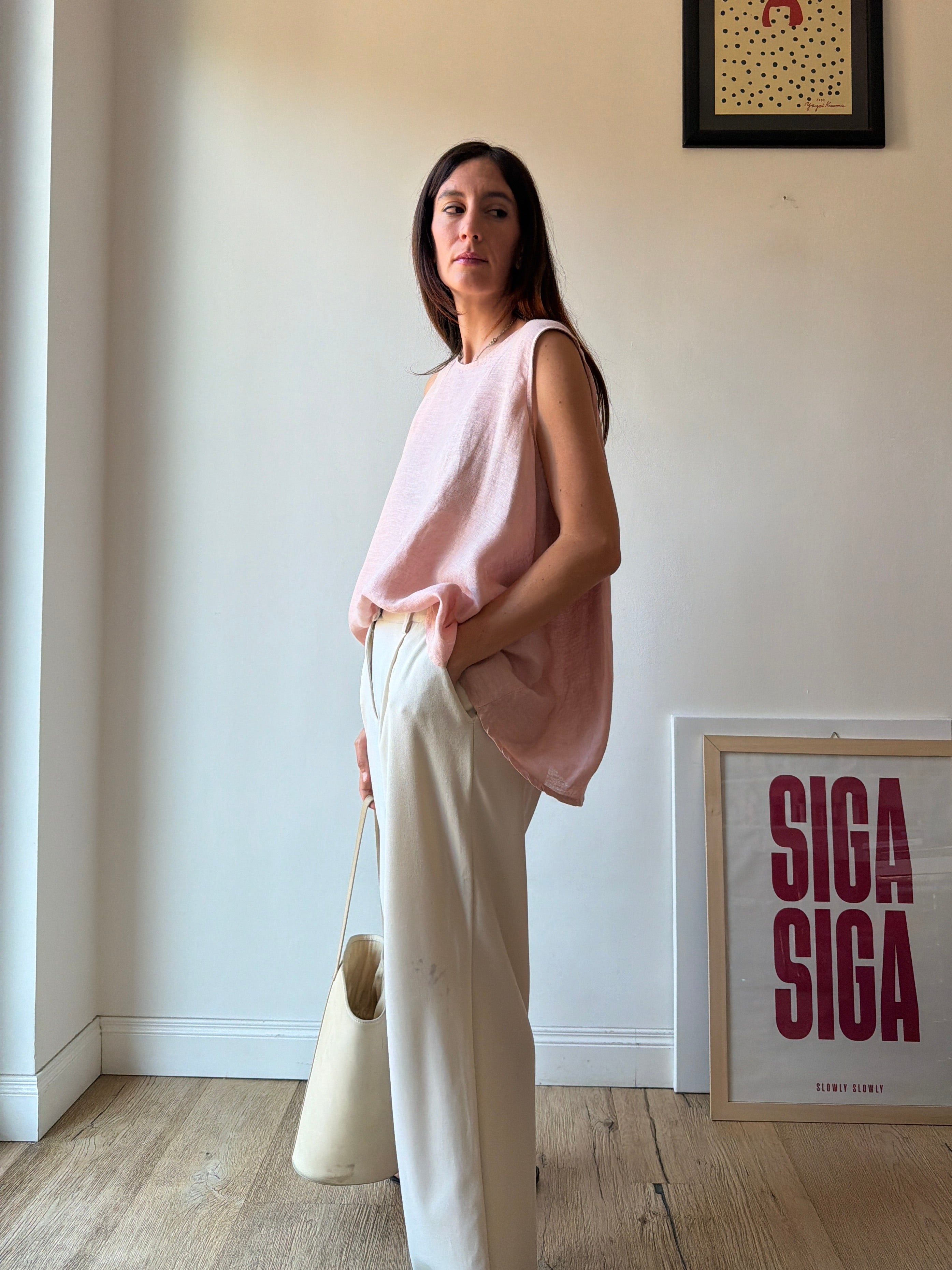 TOP IN LINO ROSA