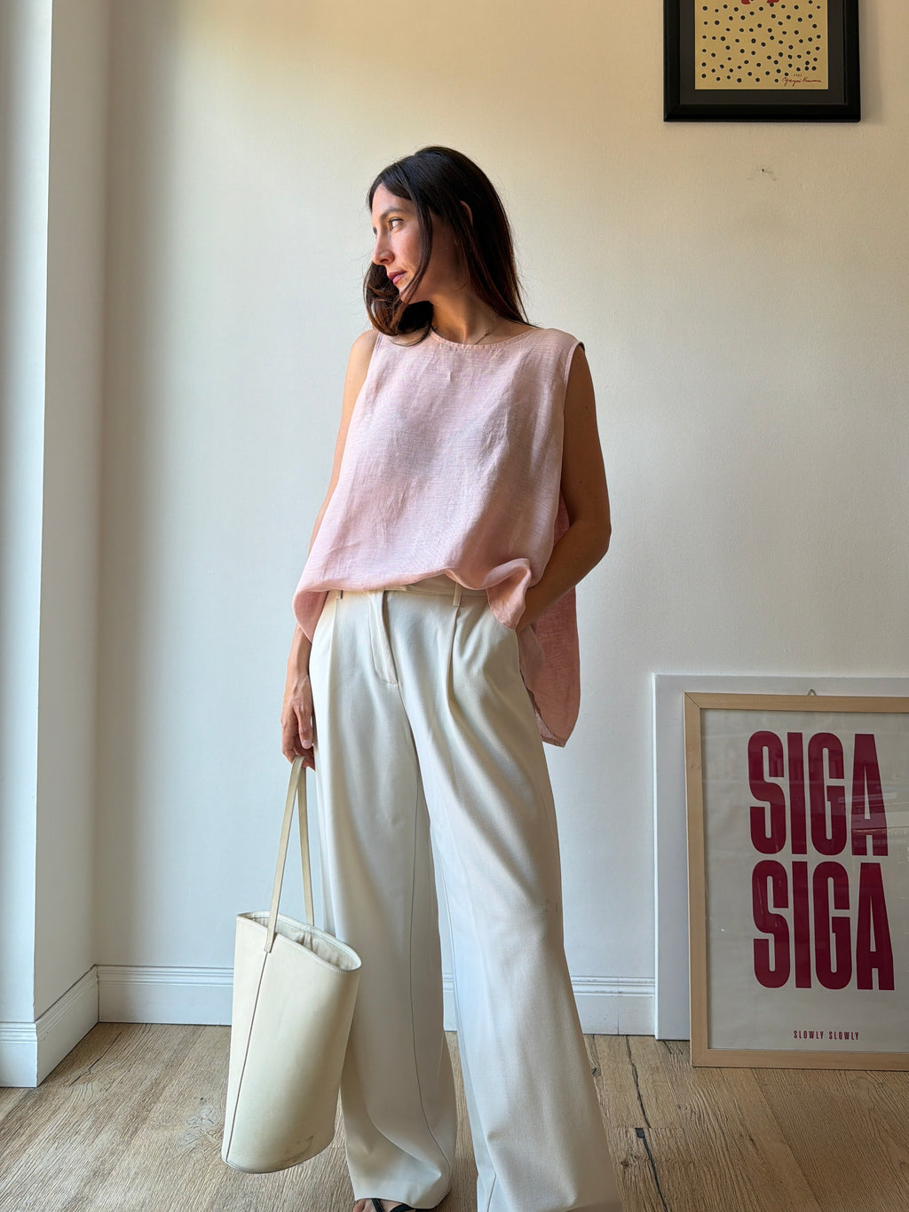 TOP IN LINO ROSA
