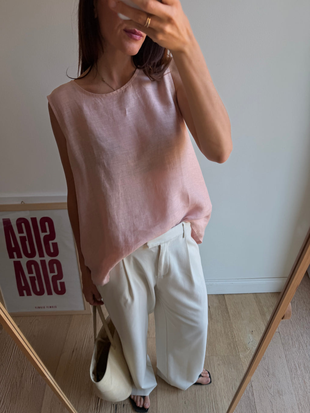 TOP IN LINO ROSA
