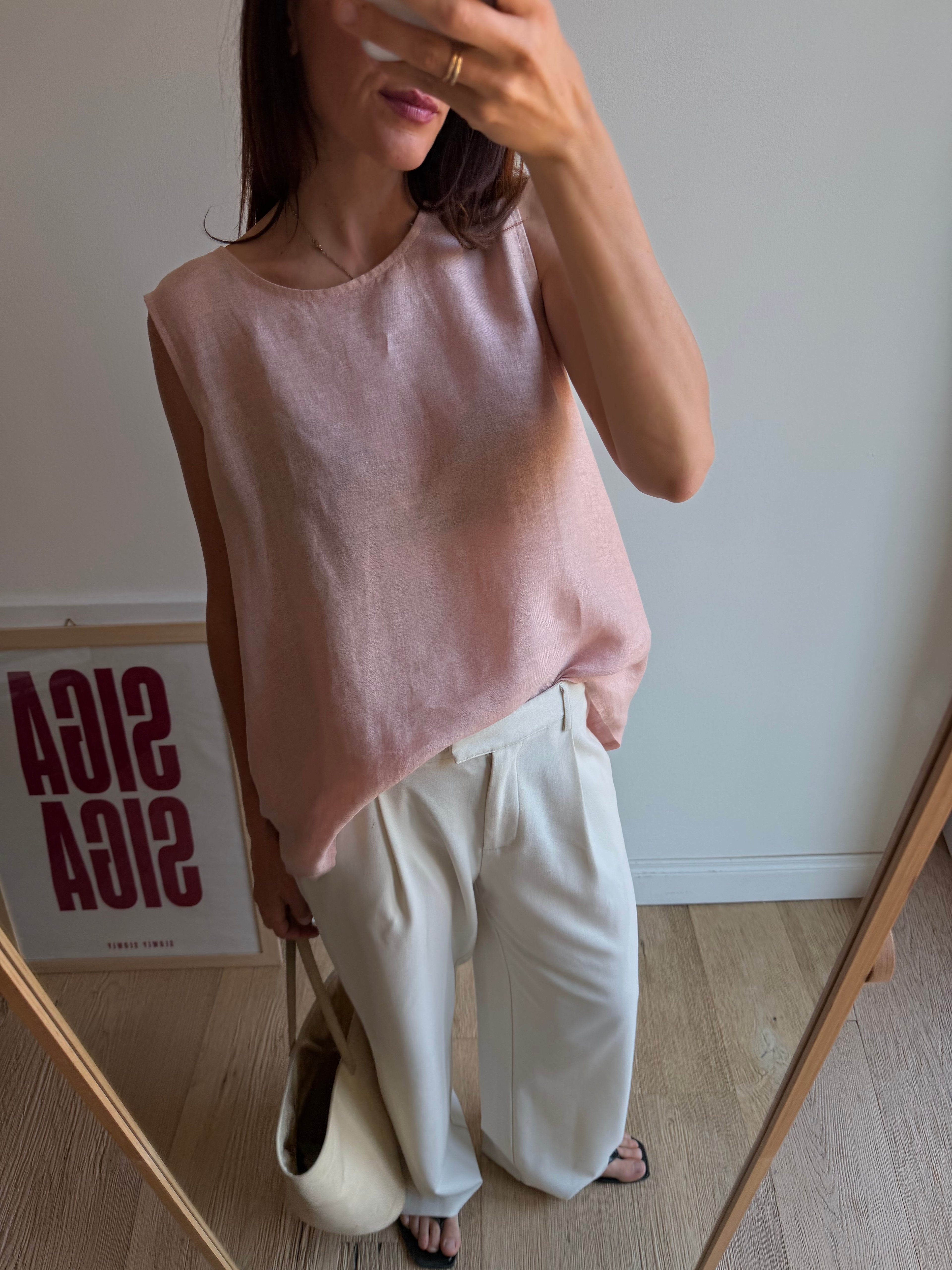 TOP IN LINO ROSA