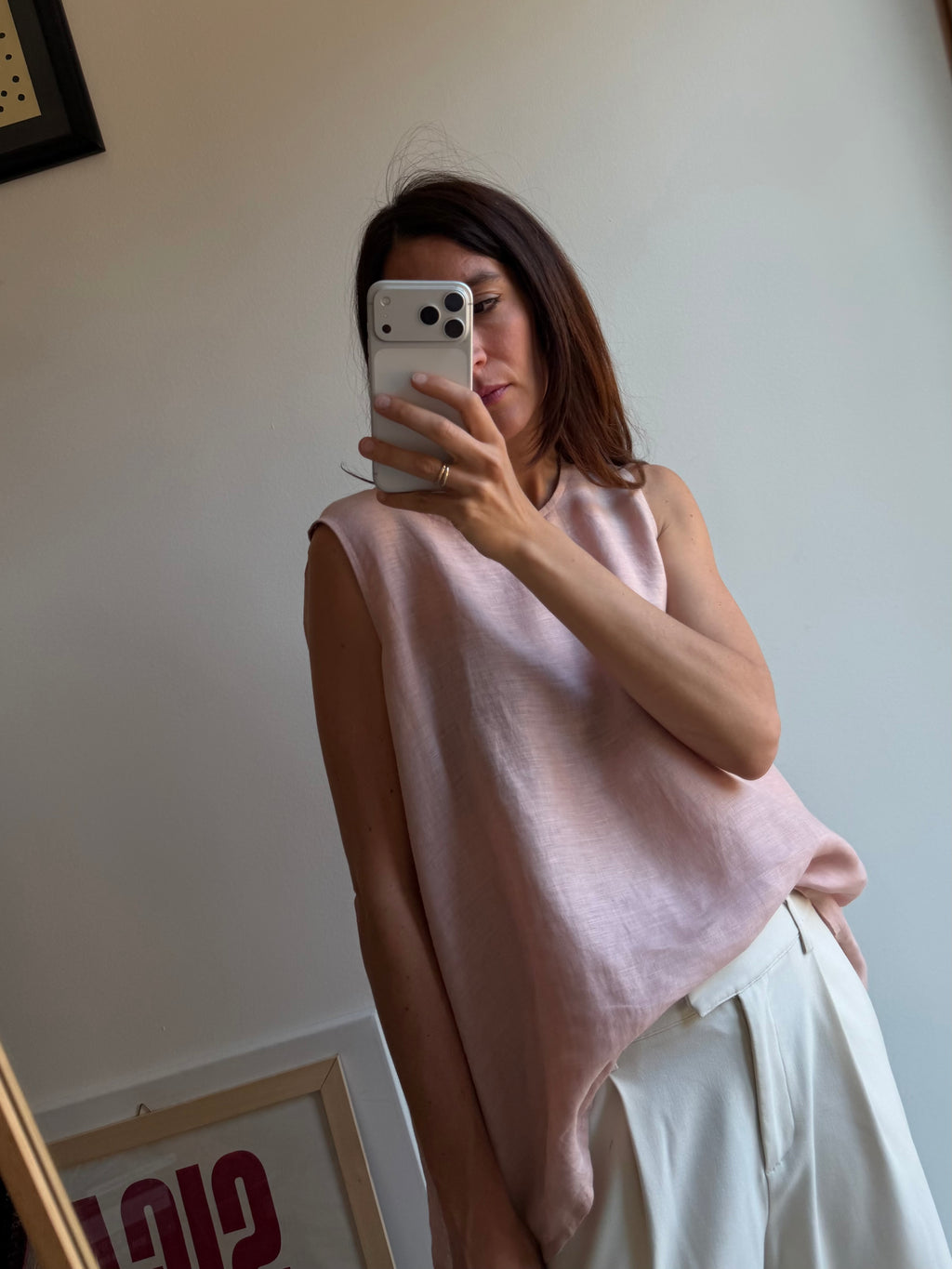 TOP IN LINO ROSA