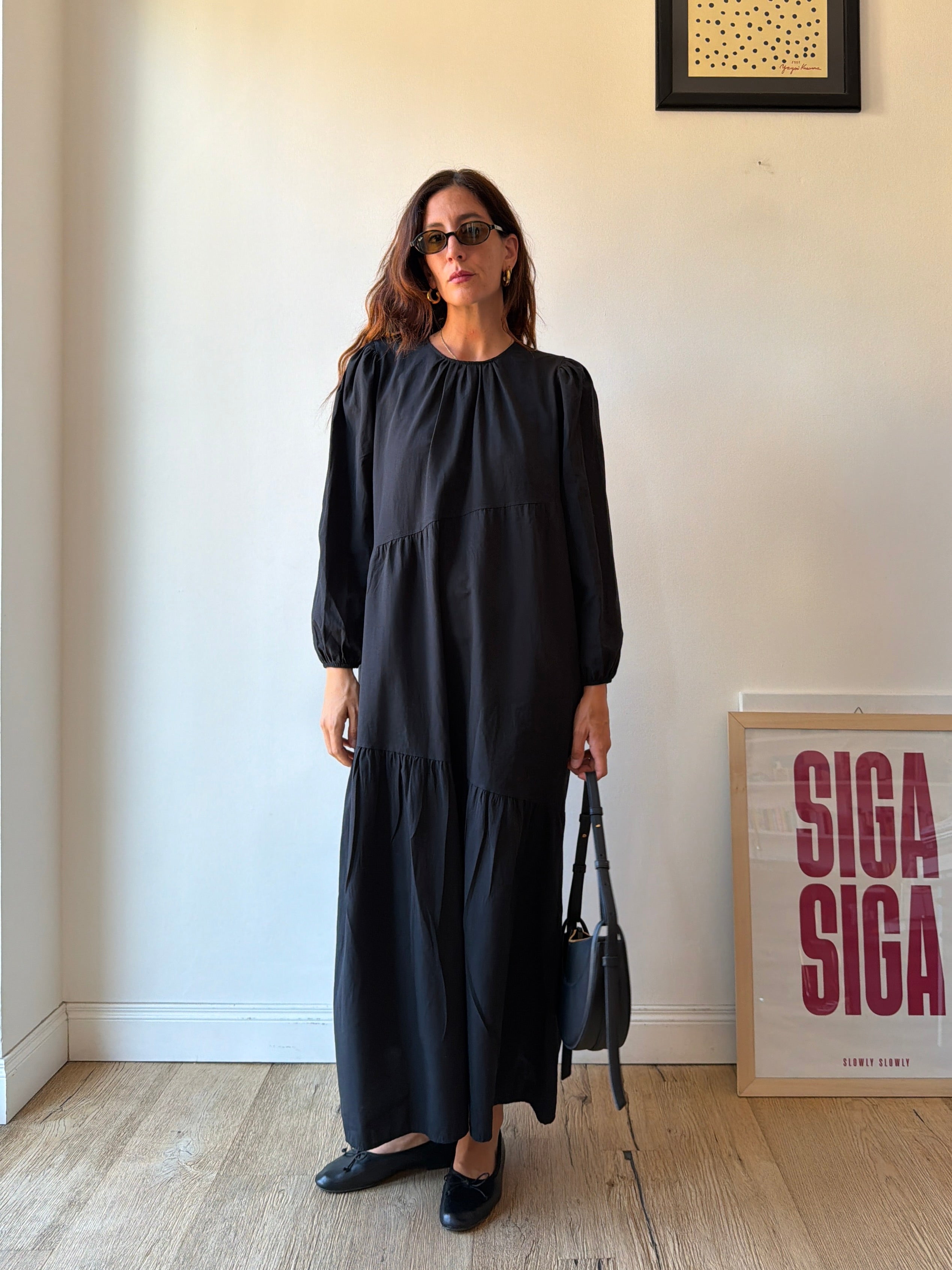 MAXI DRESS NERO IN COTONE
