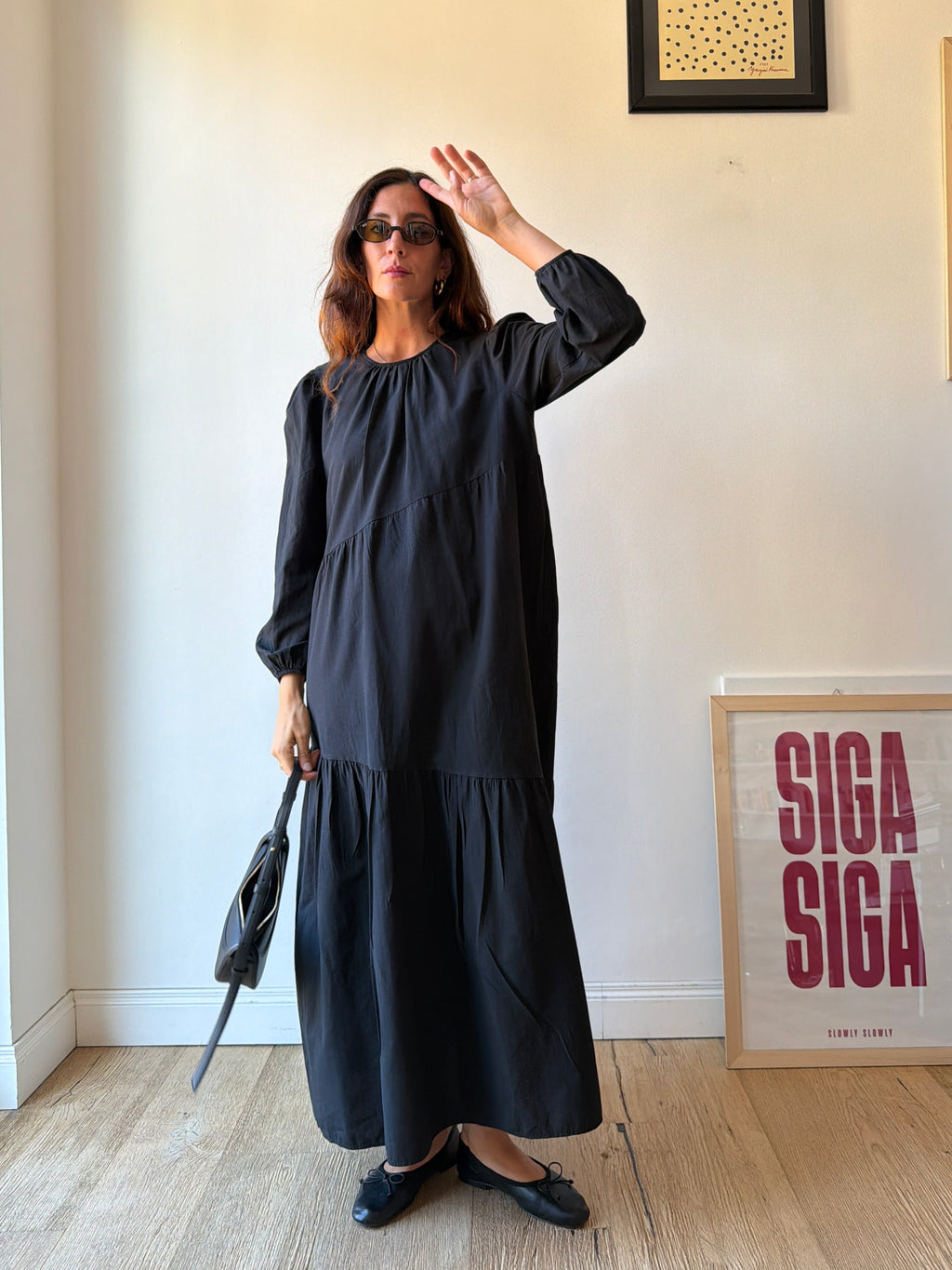MAXI DRESS NERO IN COTONE