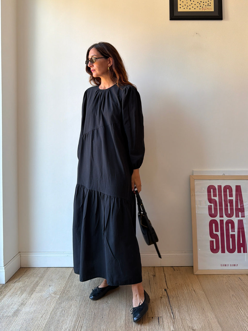 MAXI DRESS NERO IN COTONE