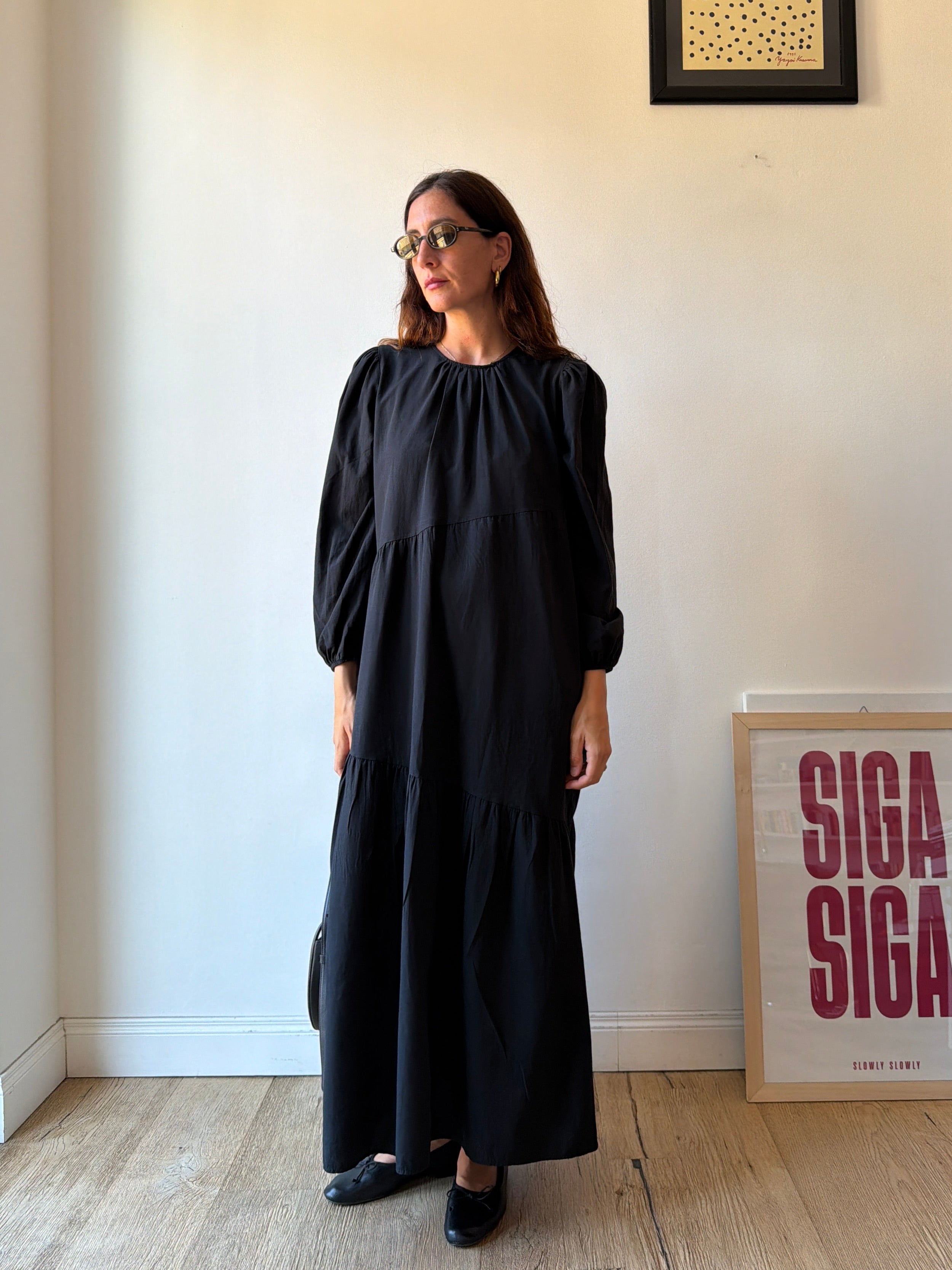 MAXI DRESS NERO IN COTONE