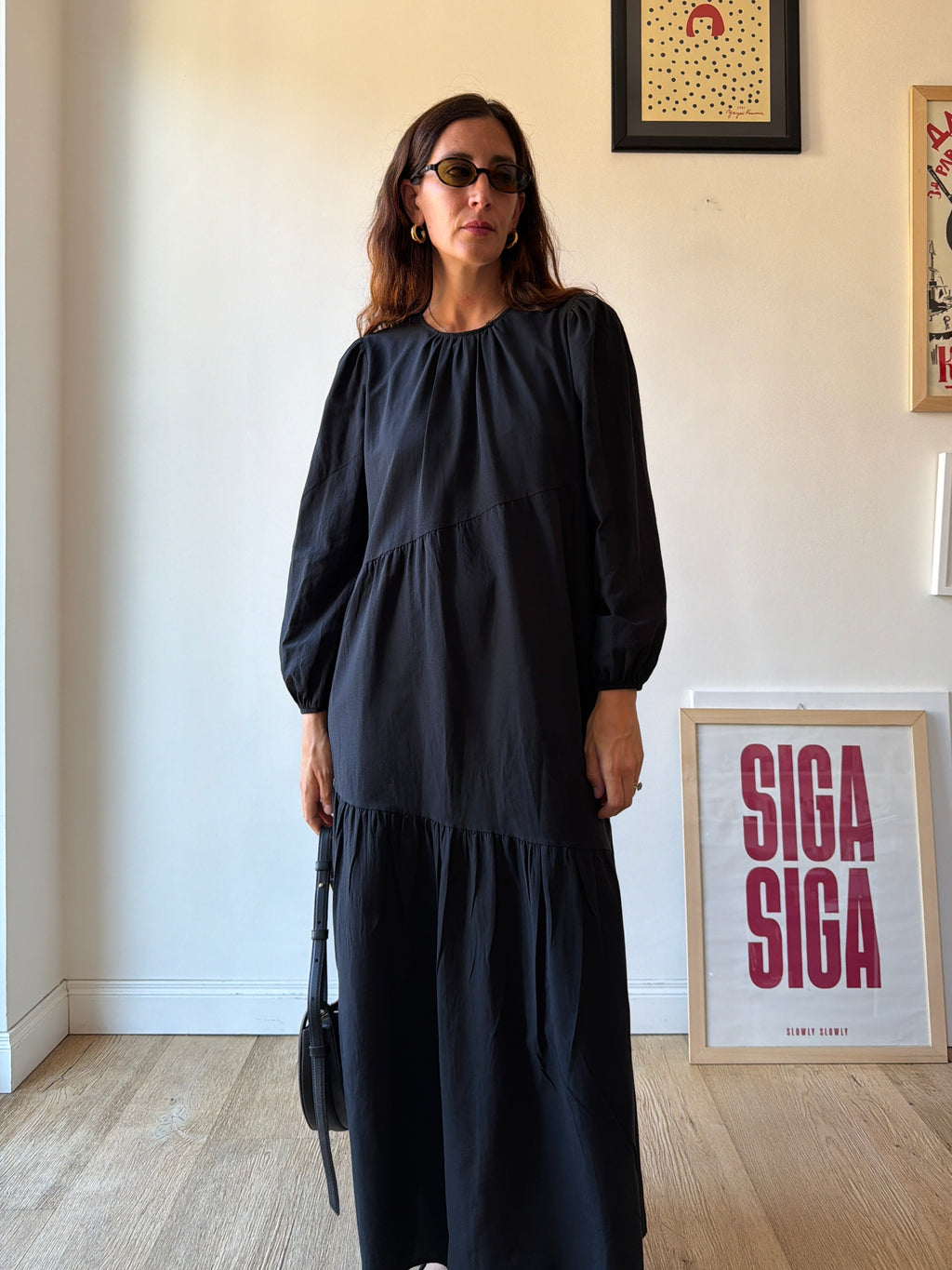 MAXI DRESS NERO IN COTONE