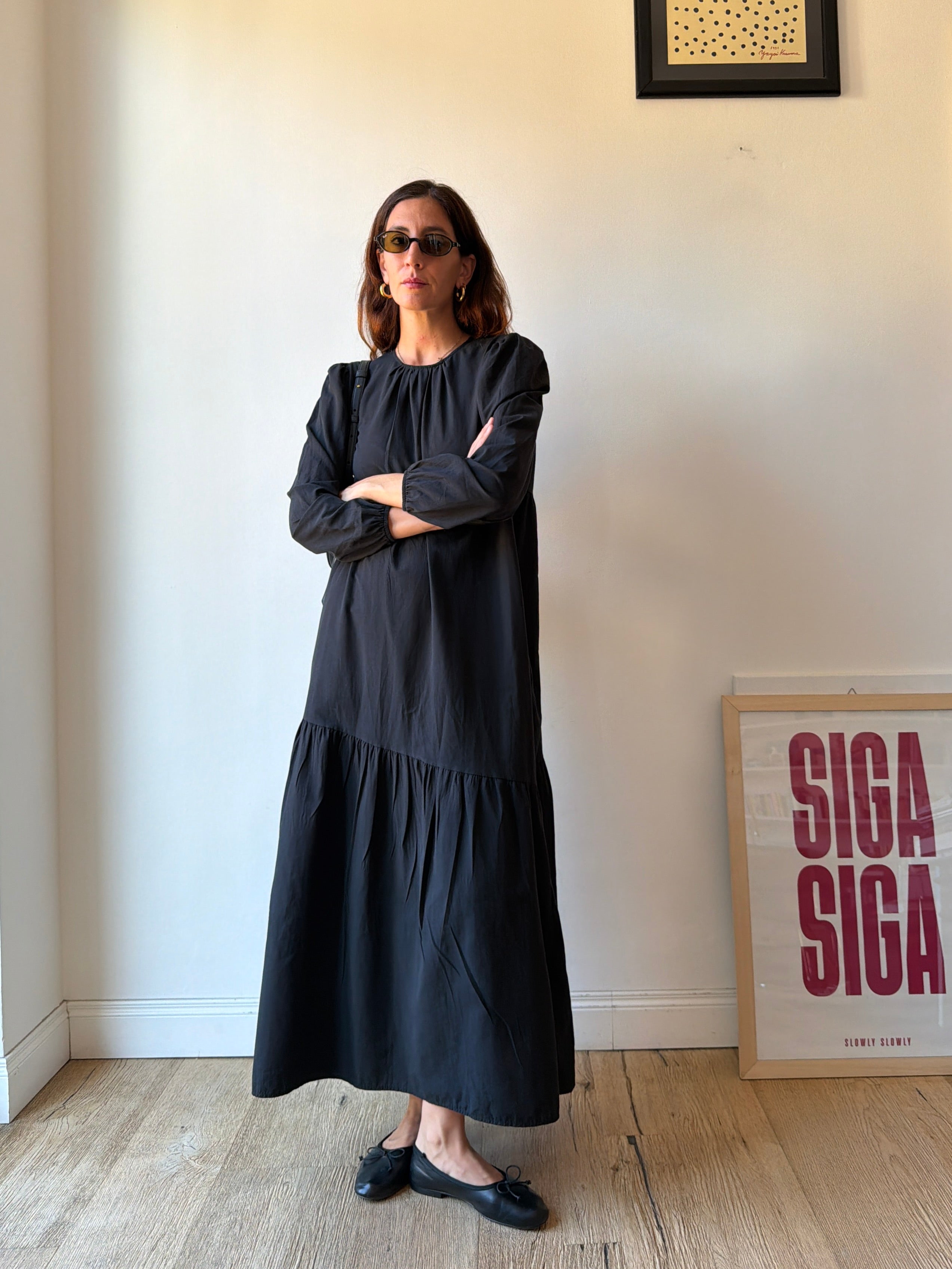 MAXI DRESS NERO IN COTONE
