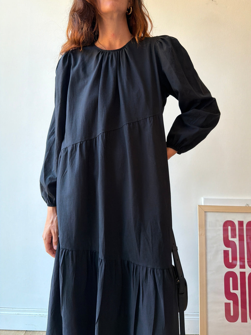 MAXI DRESS NERO IN COTONE