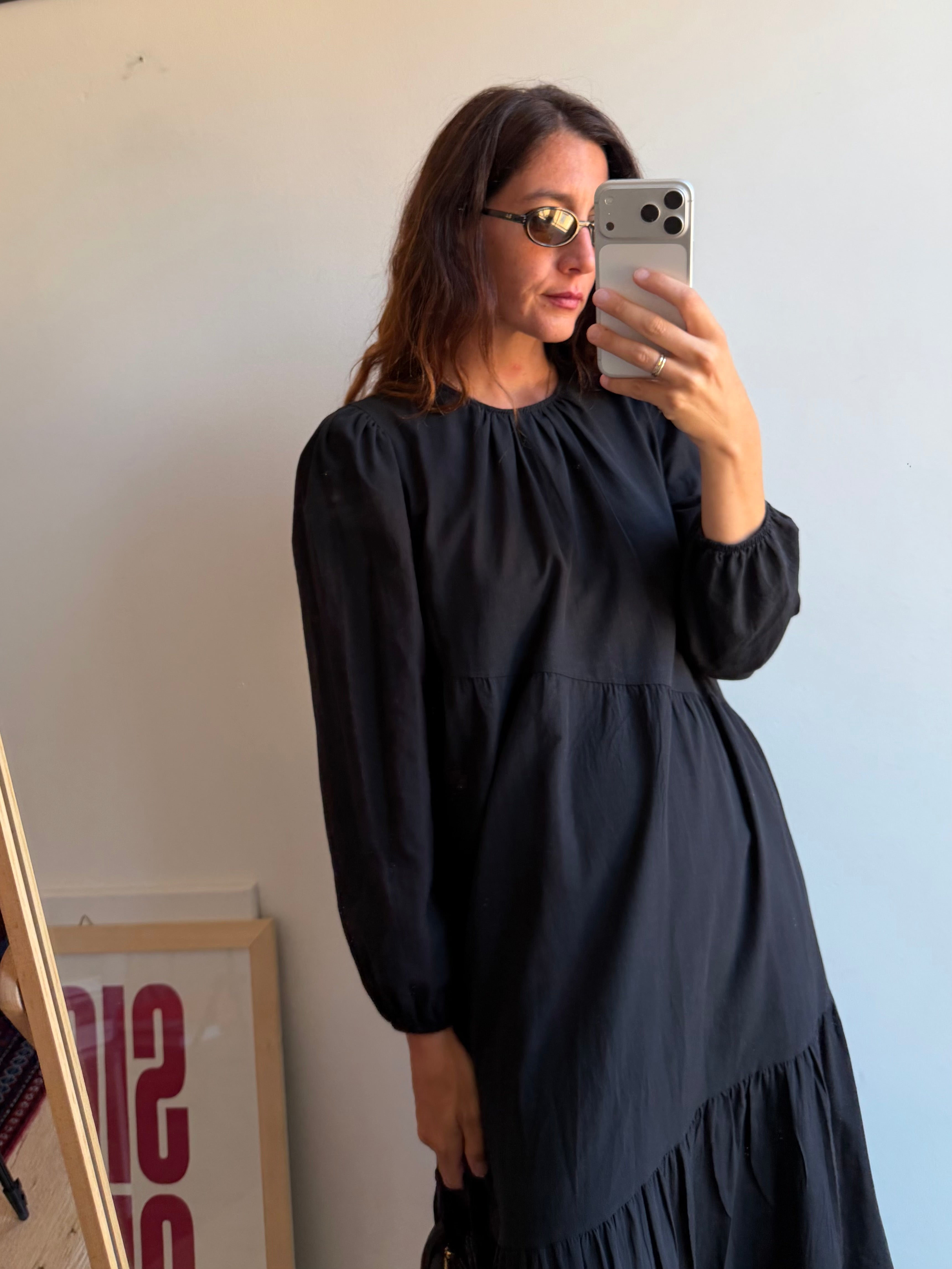 MAXI DRESS NERO IN COTONE