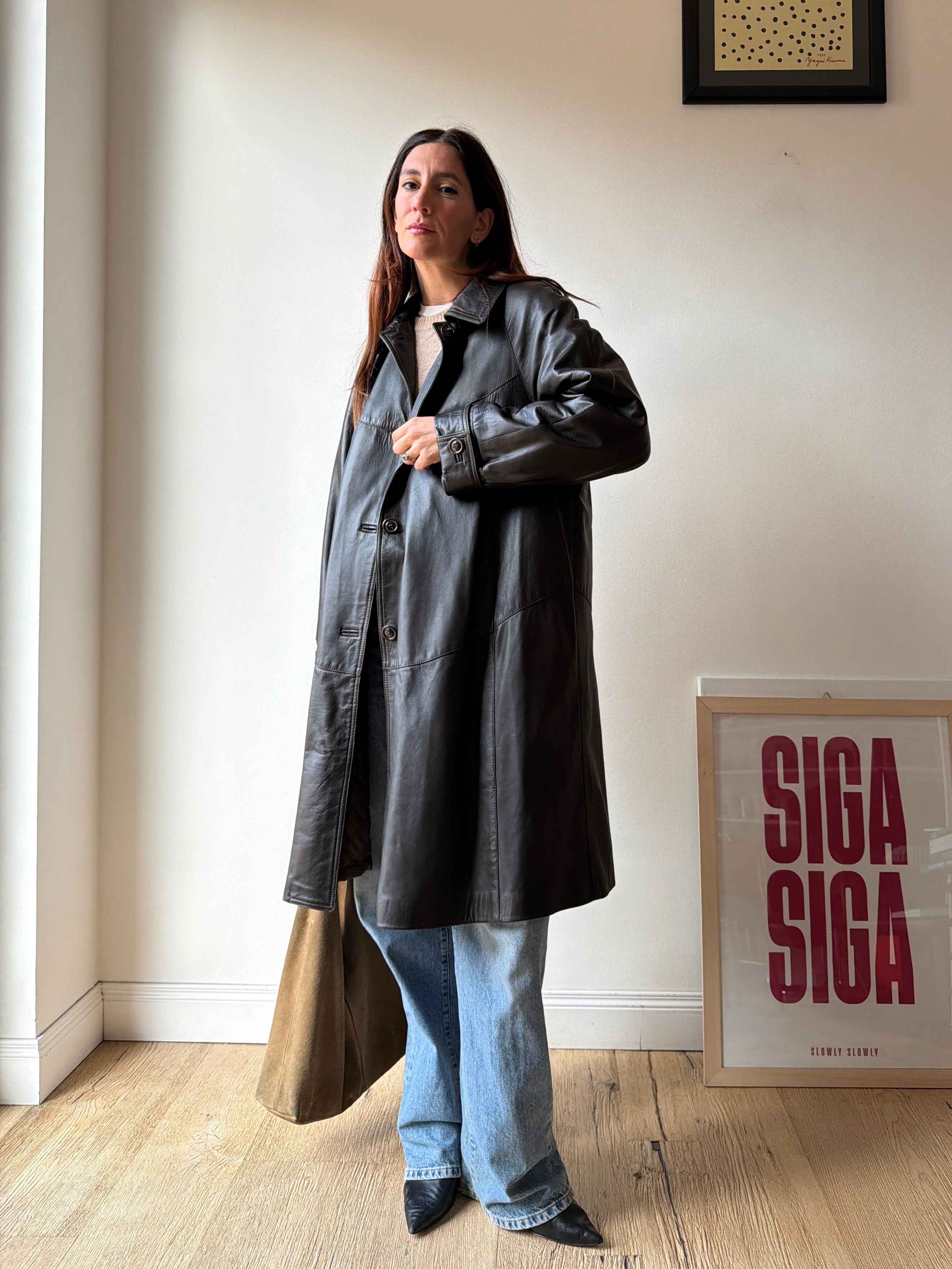 CAPPOTTO IN PELLE MARRONE