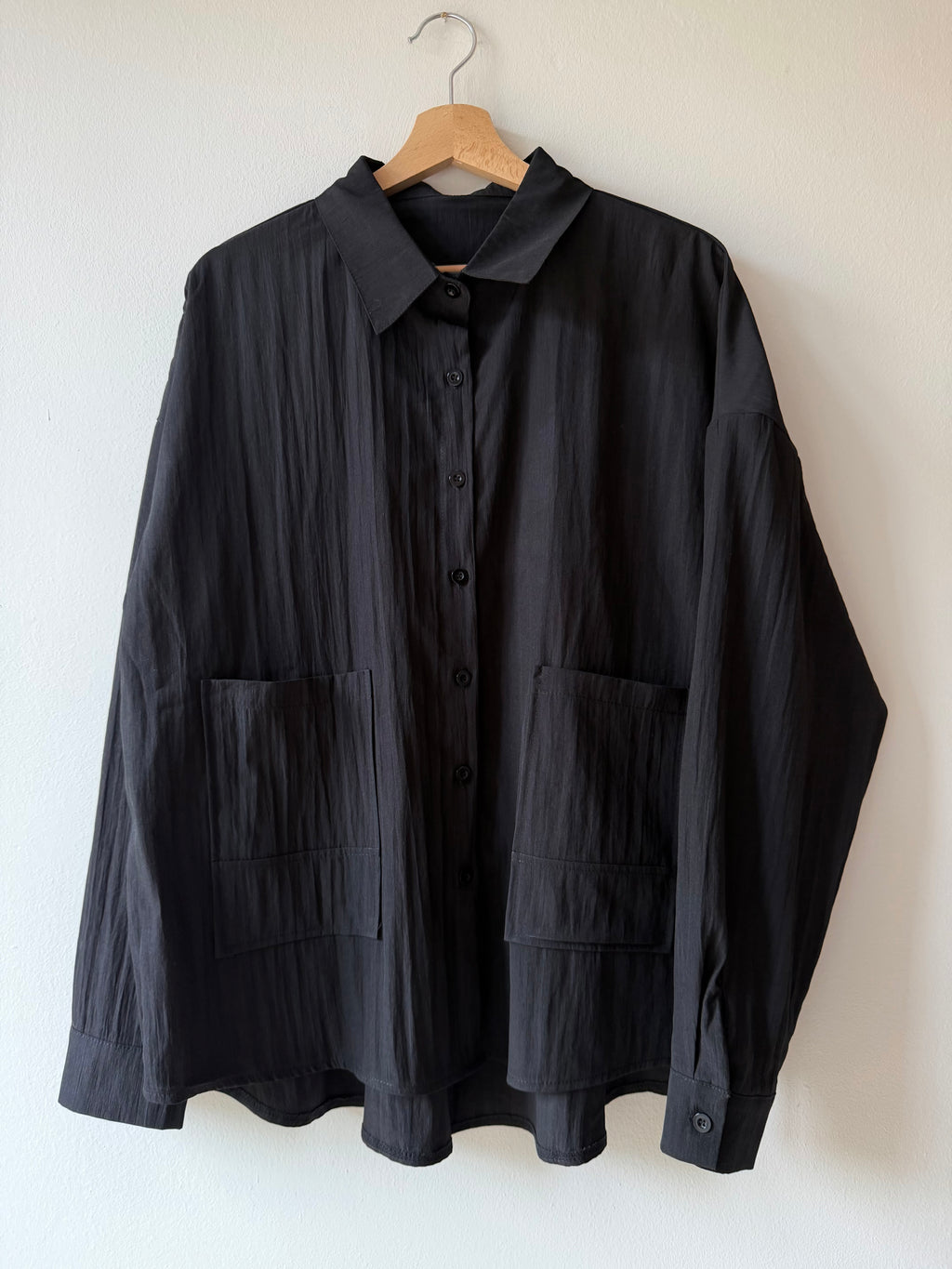CAMICIA CRINKLE NERA