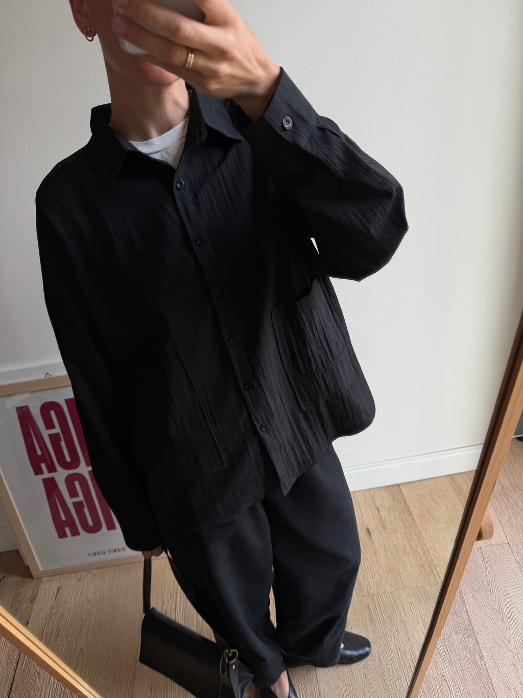 CAMICIA CRINKLE NERA