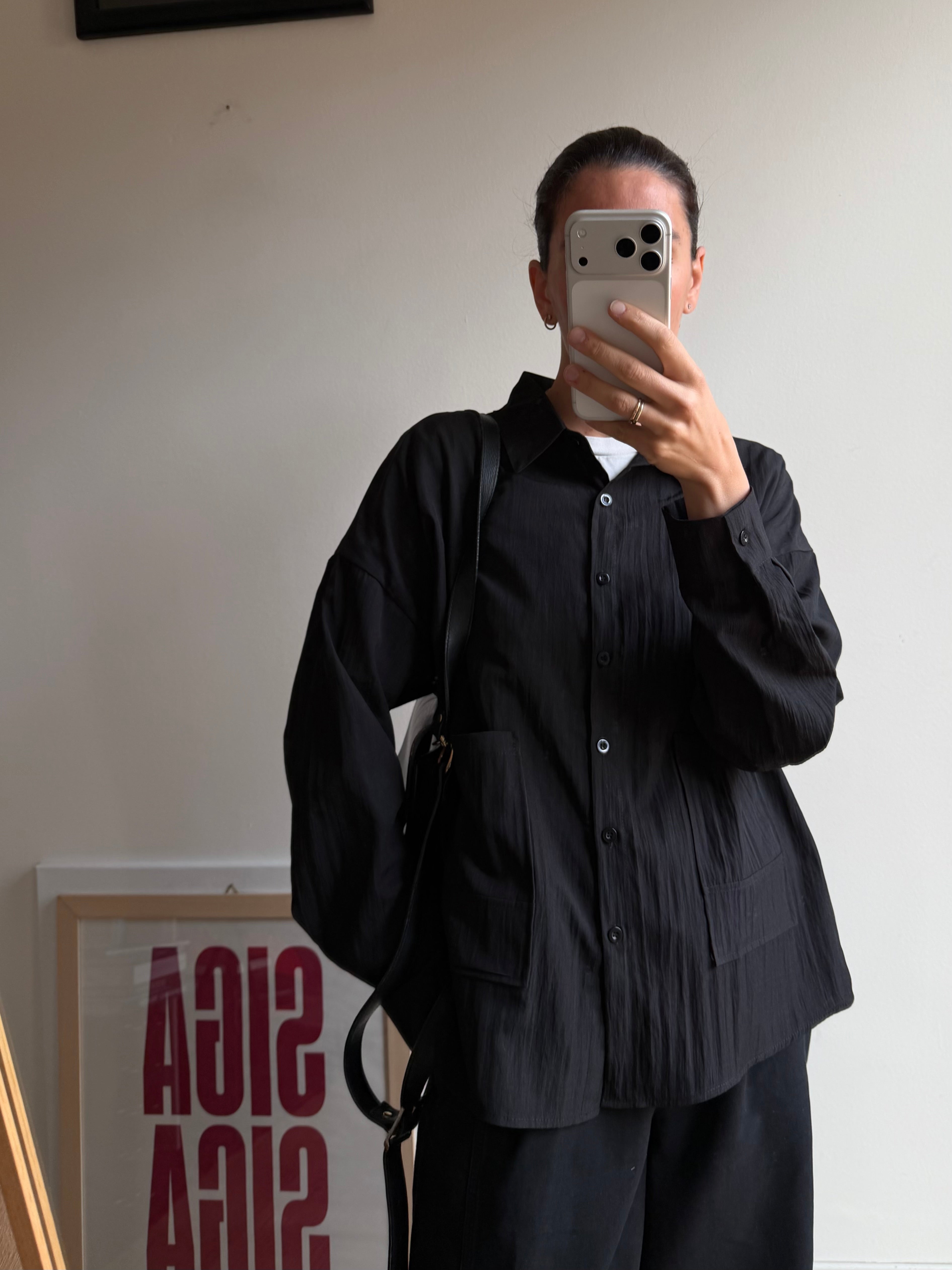 CAMICIA CRINKLE NERA