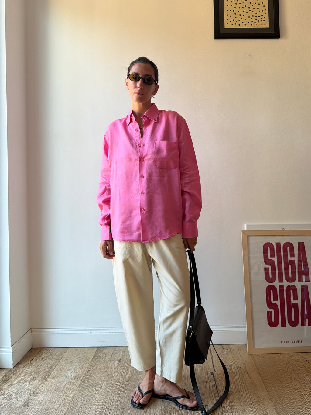 CAMICIA IN LINO ROSA