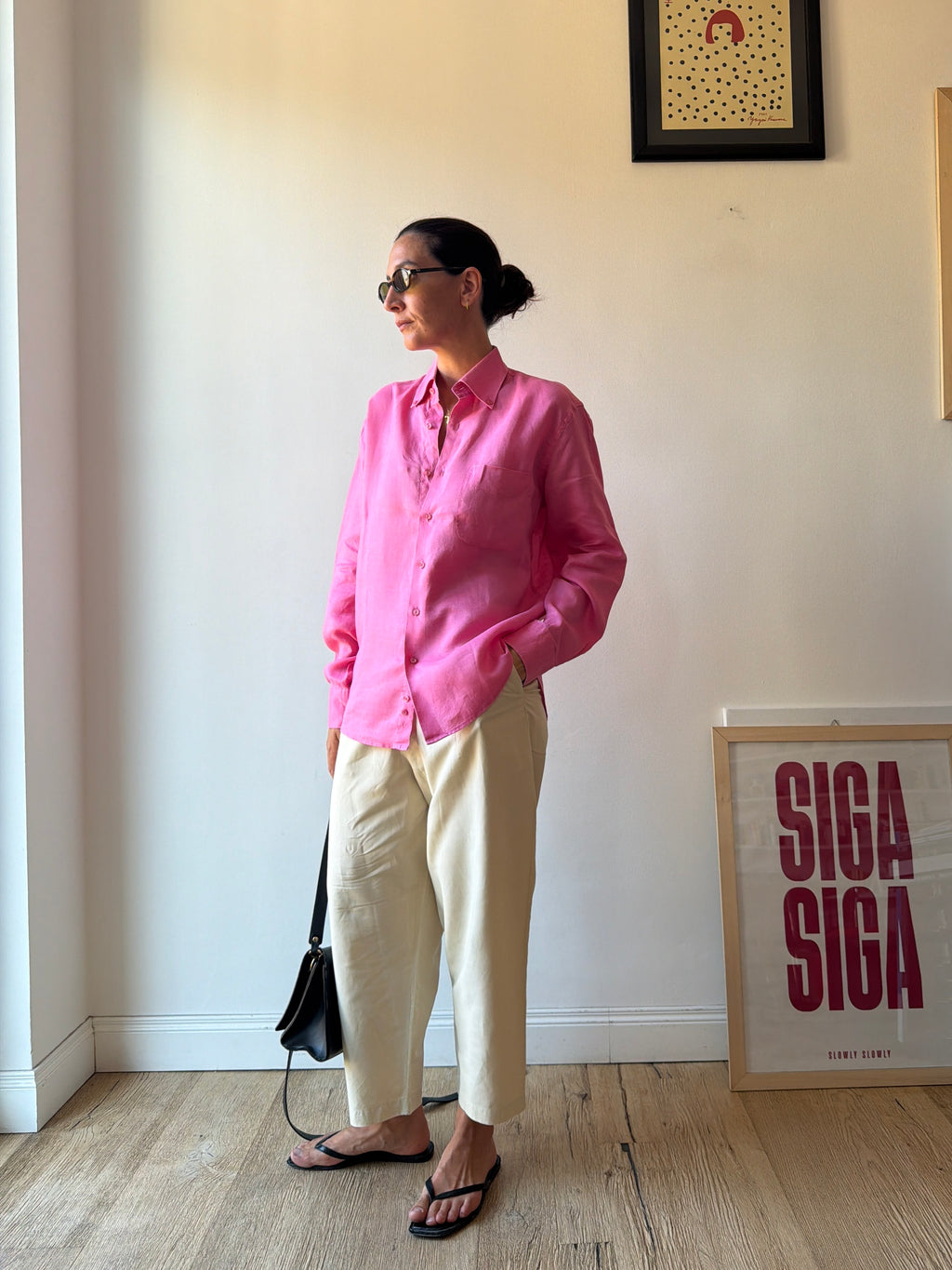 CAMICIA IN LINO ROSA