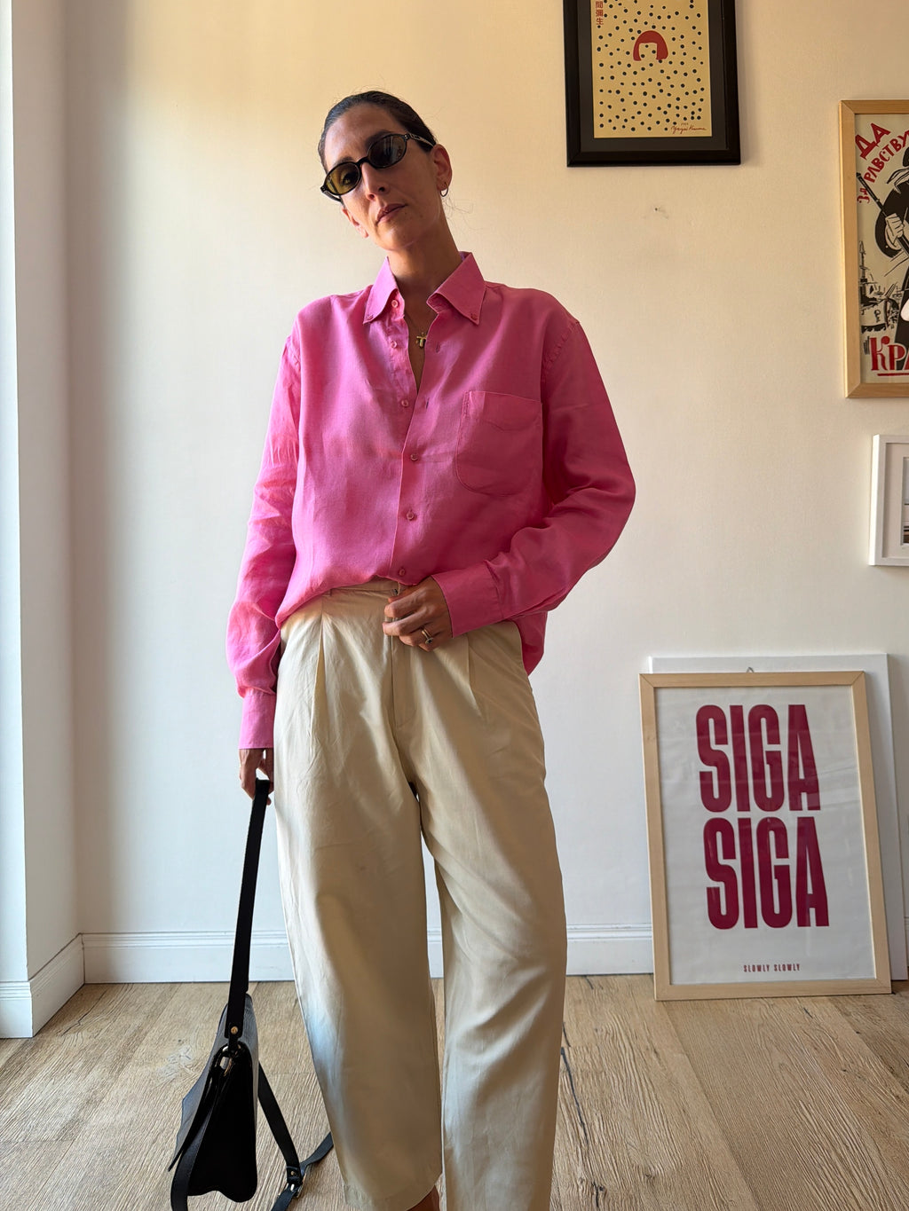 CAMICIA IN LINO ROSA