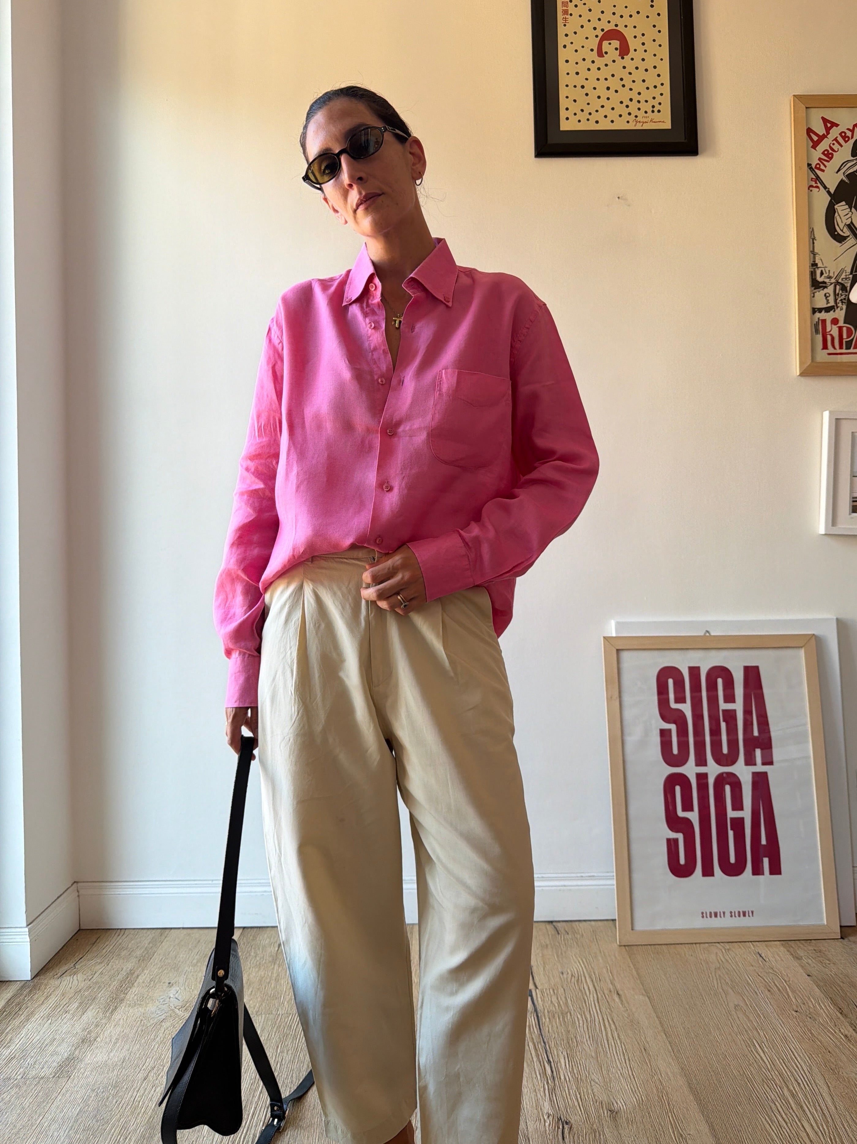 CAMICIA IN LINO ROSA