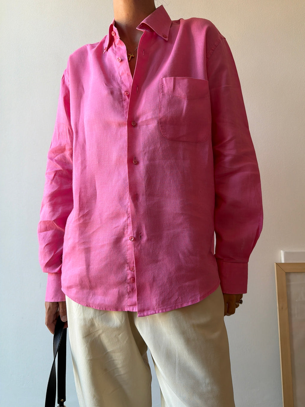 CAMICIA IN LINO ROSA