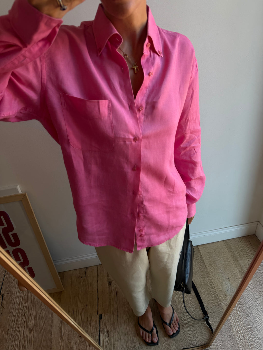 CAMICIA IN LINO ROSA