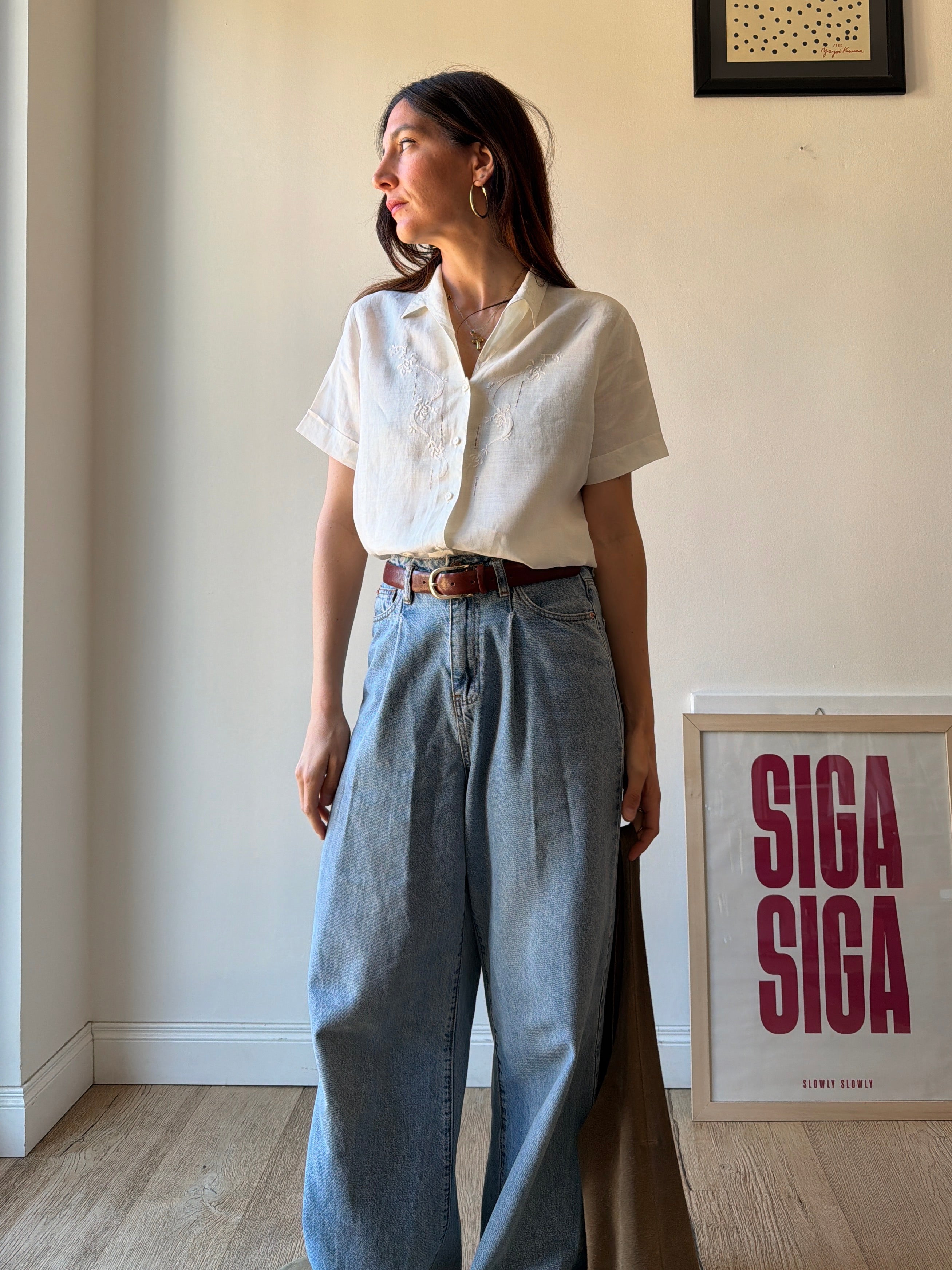 CAMICIA IN LINO RICAMATA