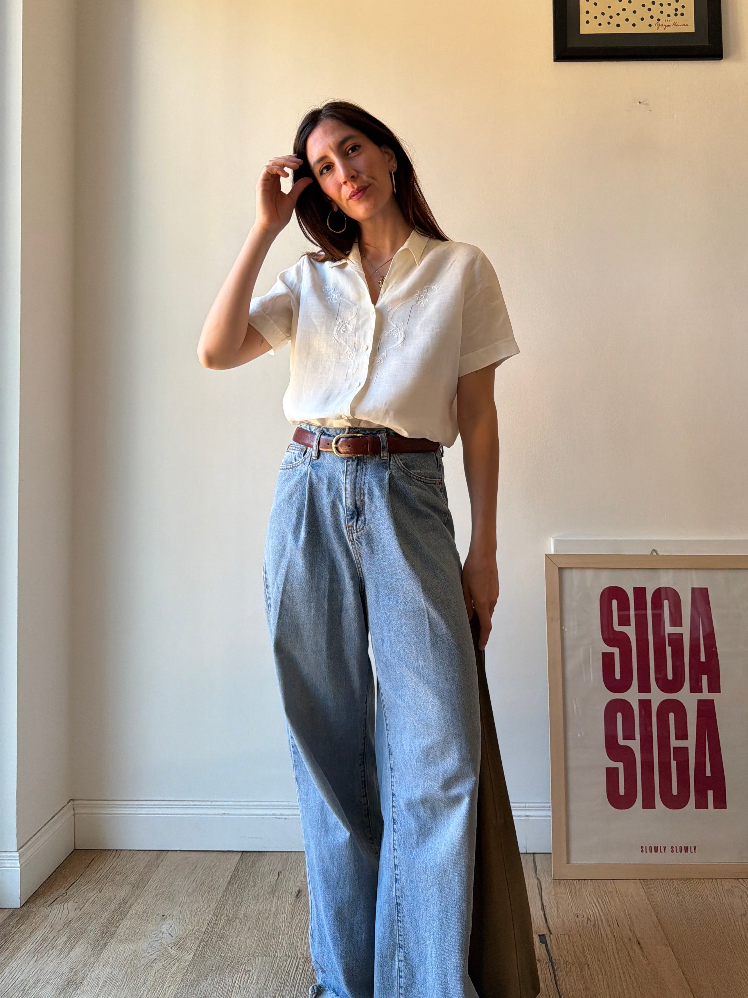 CAMICIA IN LINO RICAMATA